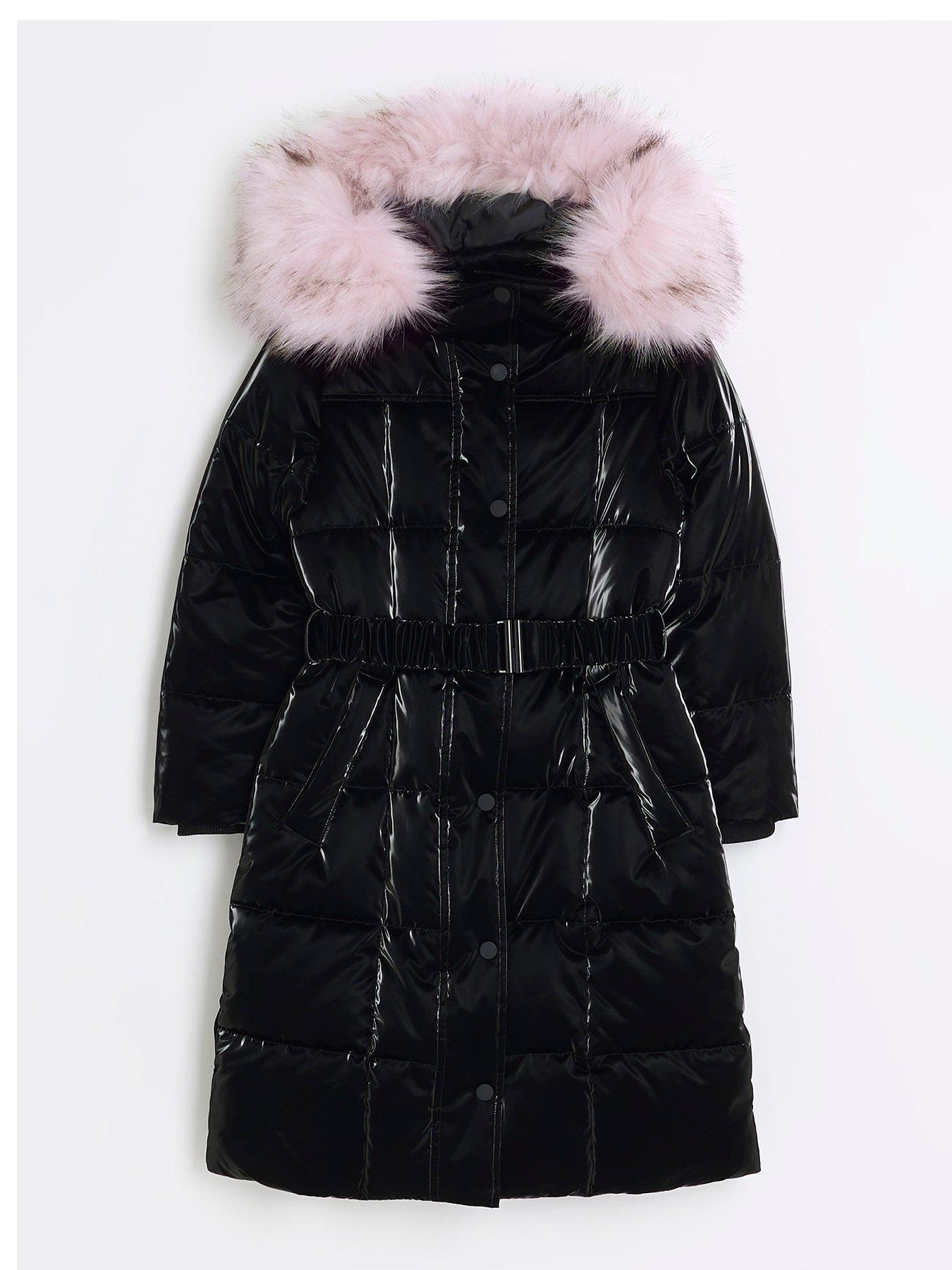 Girls belted cheap padded coat