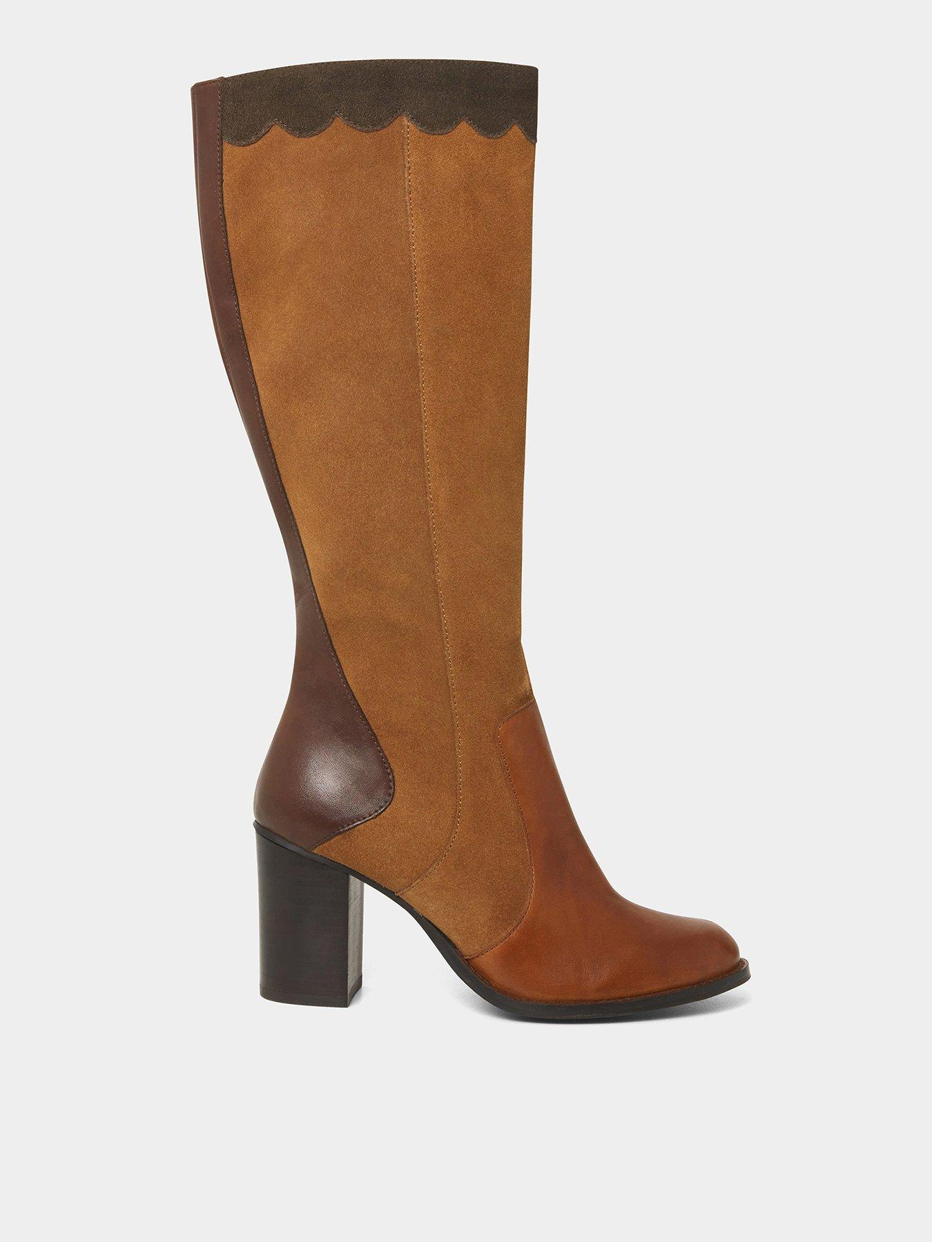 Brown knee clearance high boots ireland