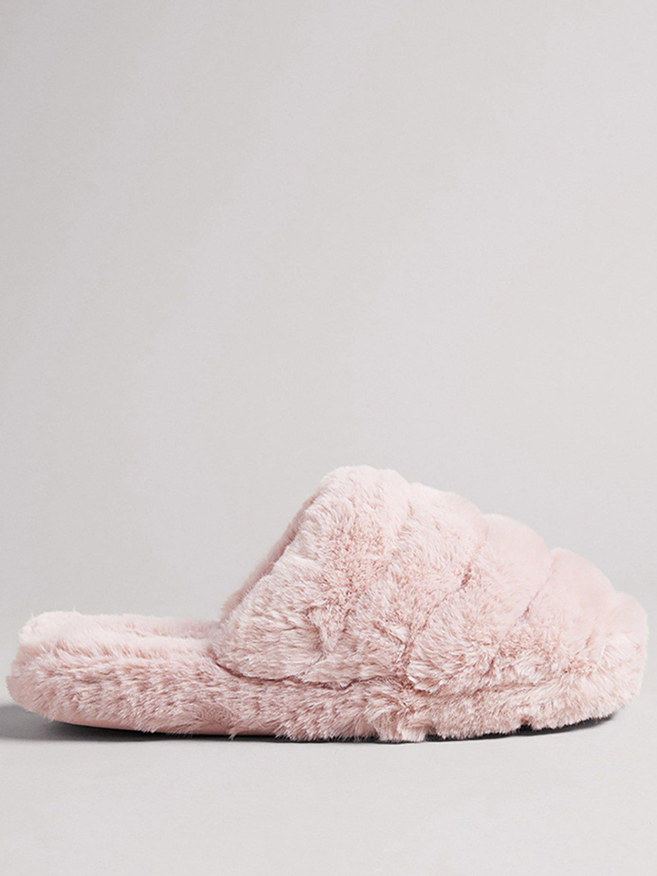 Loungeable square toe fluffy slippers in pink