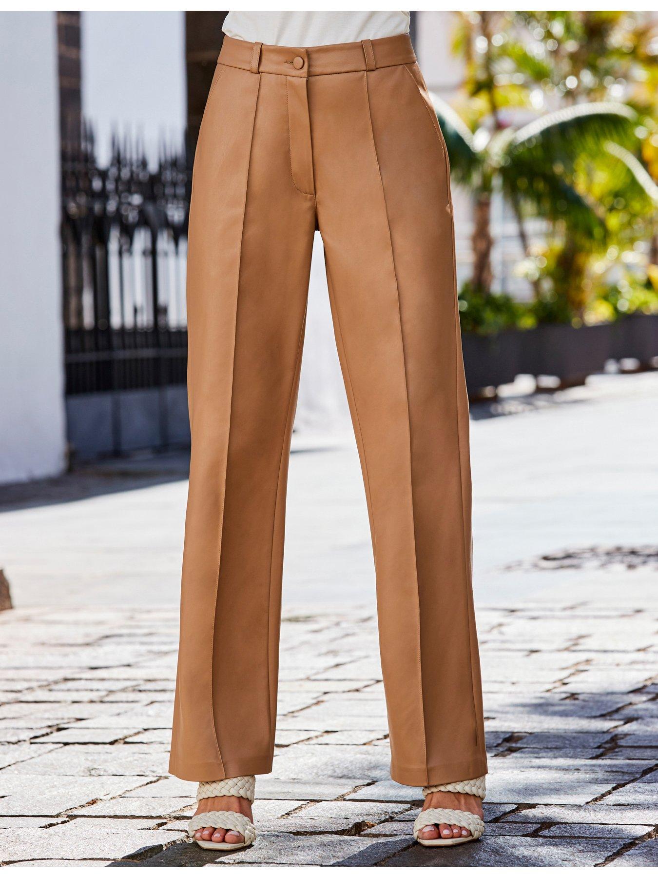 Super High-Waist Wide Leg Trouser Tan