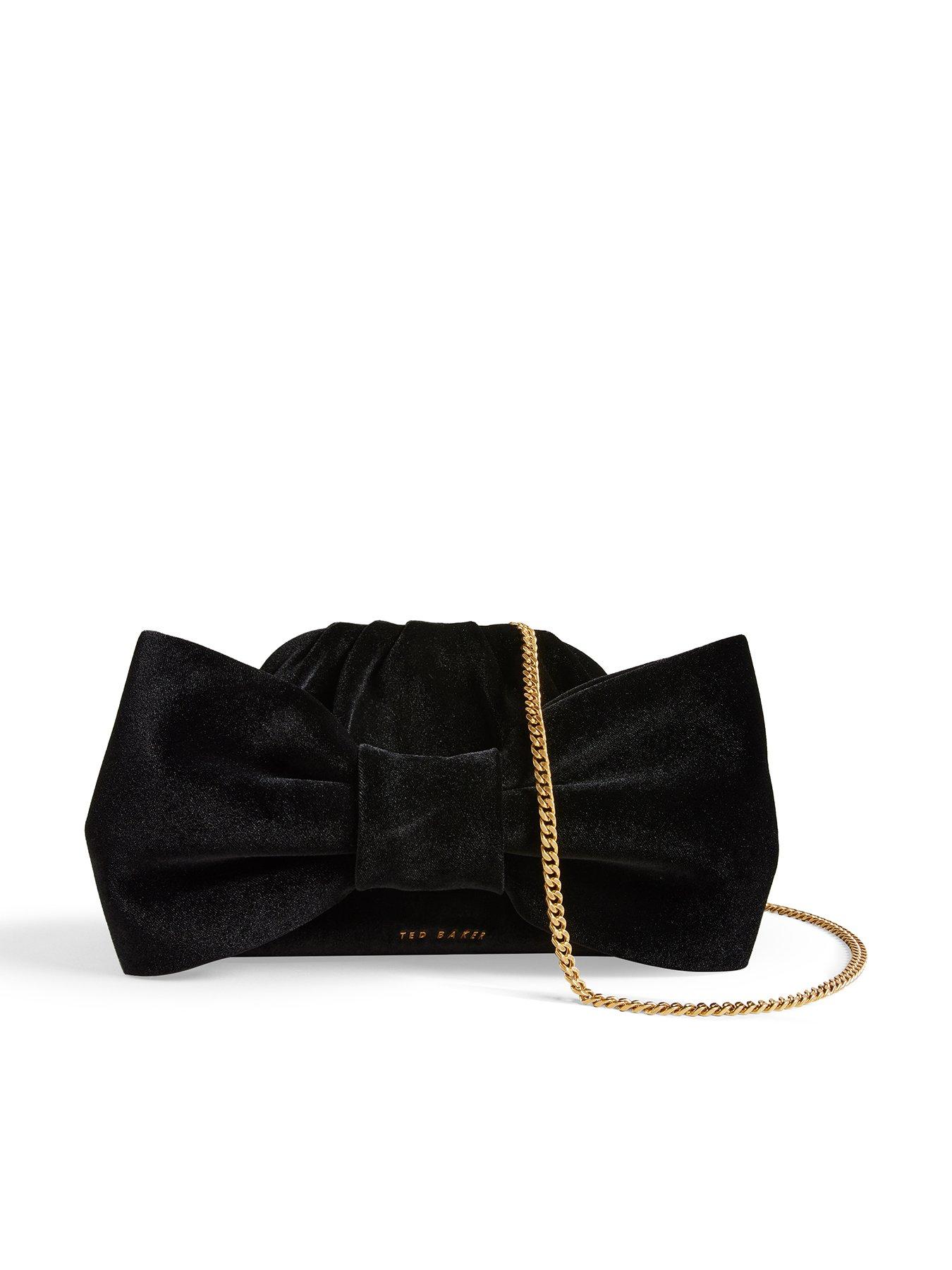 Ted Baker London Rose Gold Cutout Bow Clutch Handbag With Removable Chain
