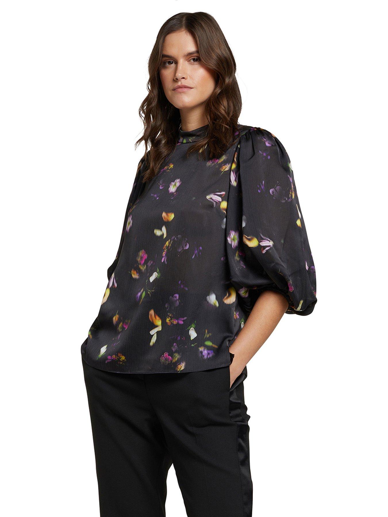 V by Very Star Print Sheer Shirt - Black