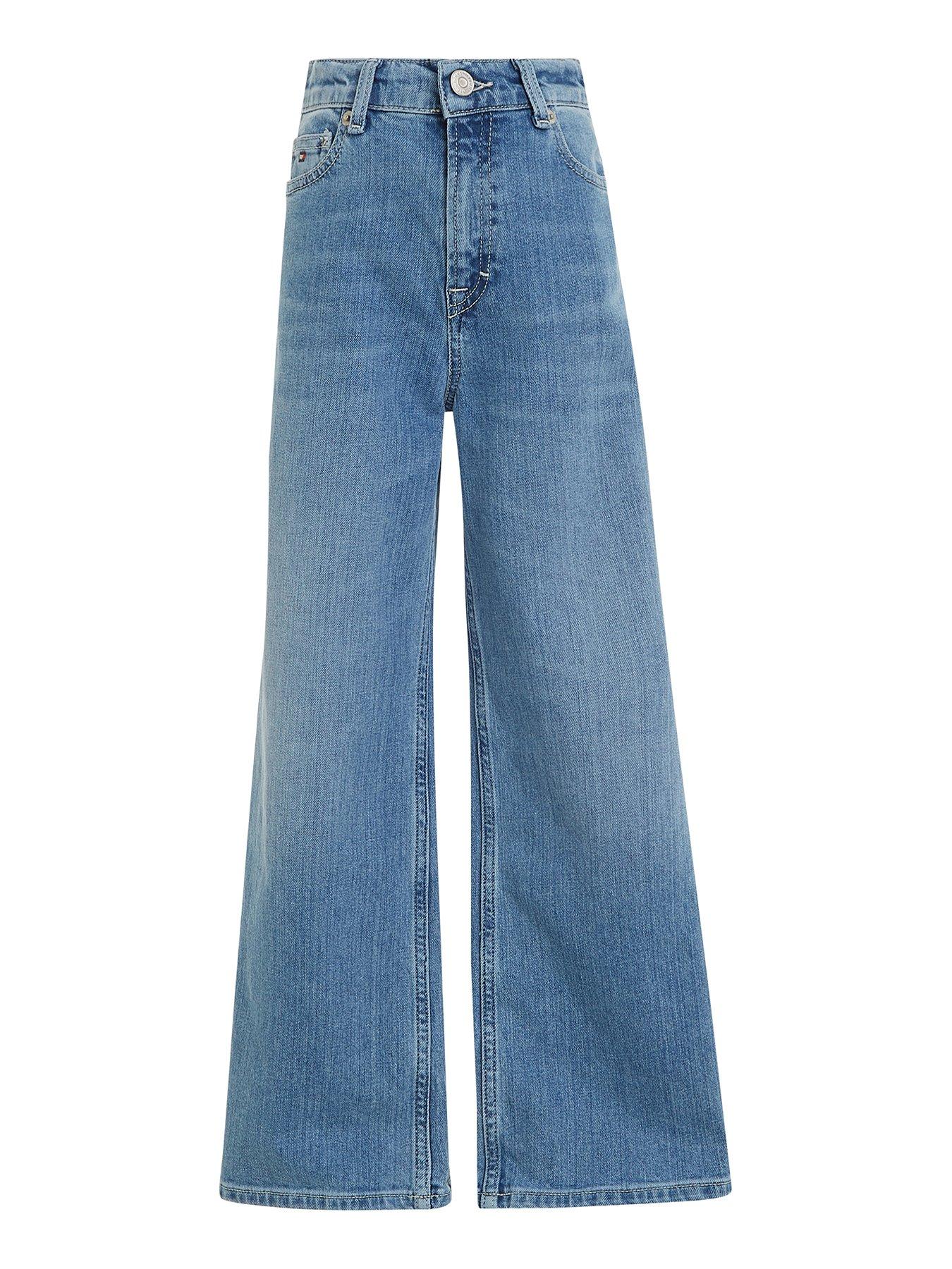 Girls Mabel Mid Wash Wide Leg Jeans Mid Wash