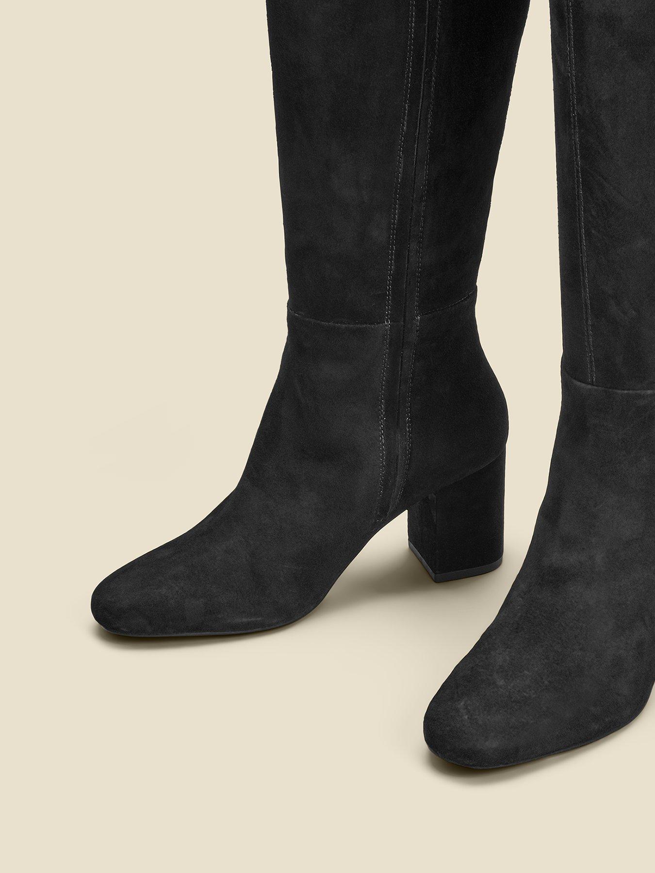 Sosandar Tia Black Stretch Suede Low Block Heel Knee High Boot Very Ireland
