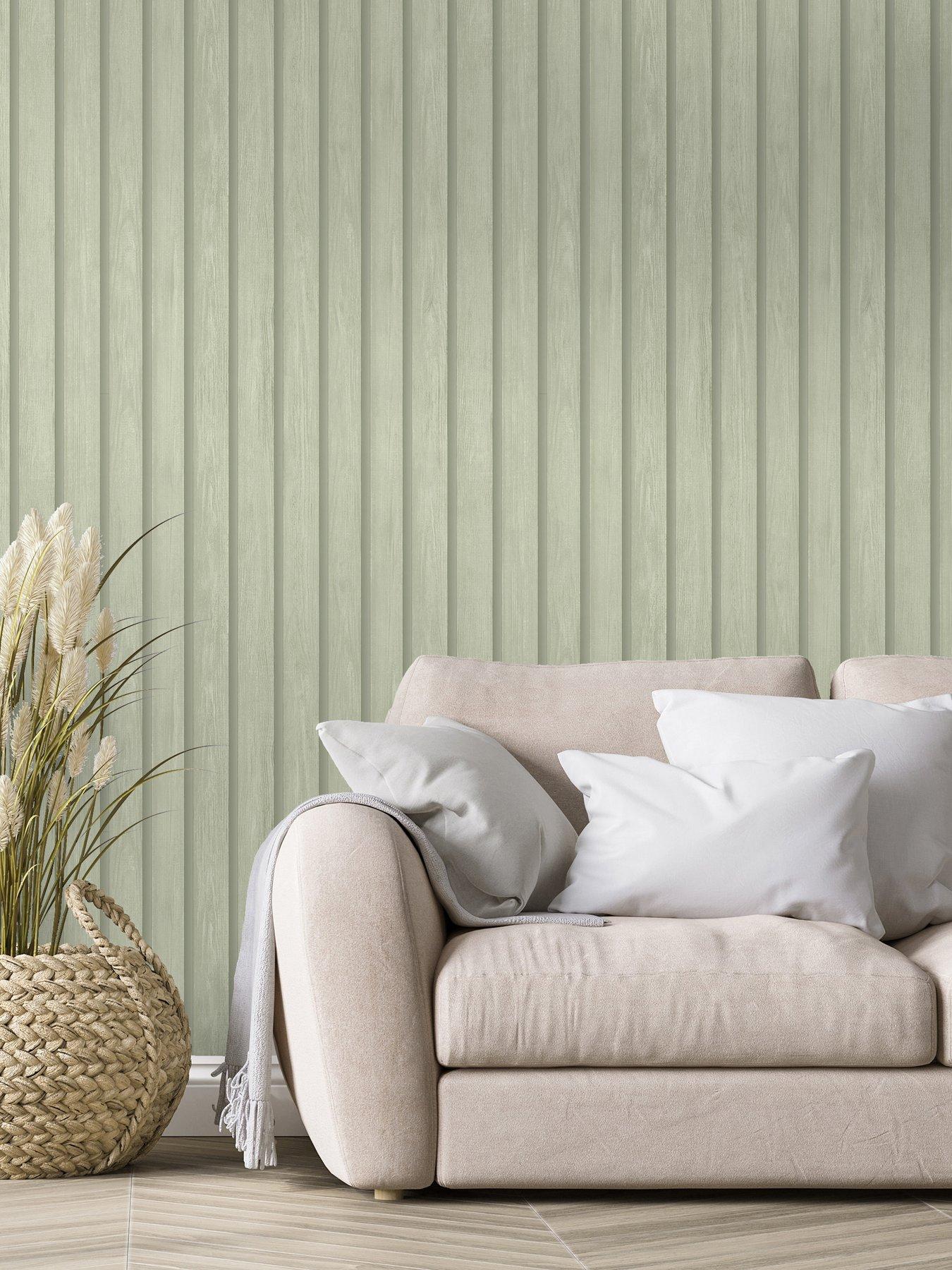 Holden Decor Wood Slat Wallpaper - Soft Green
