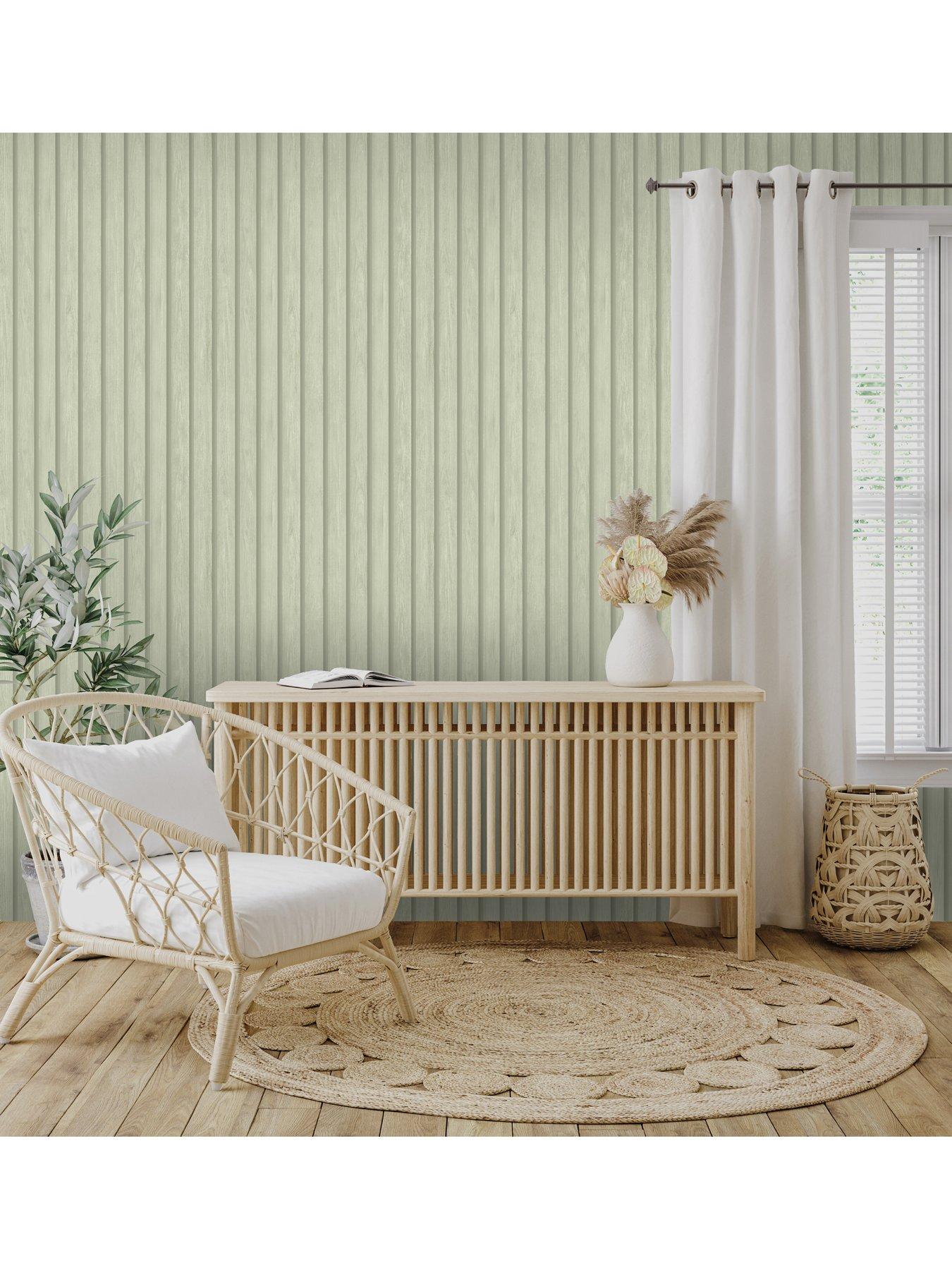 Image 2 of 5 of Holden Decor Wood Slat Wallpaper - Soft Green