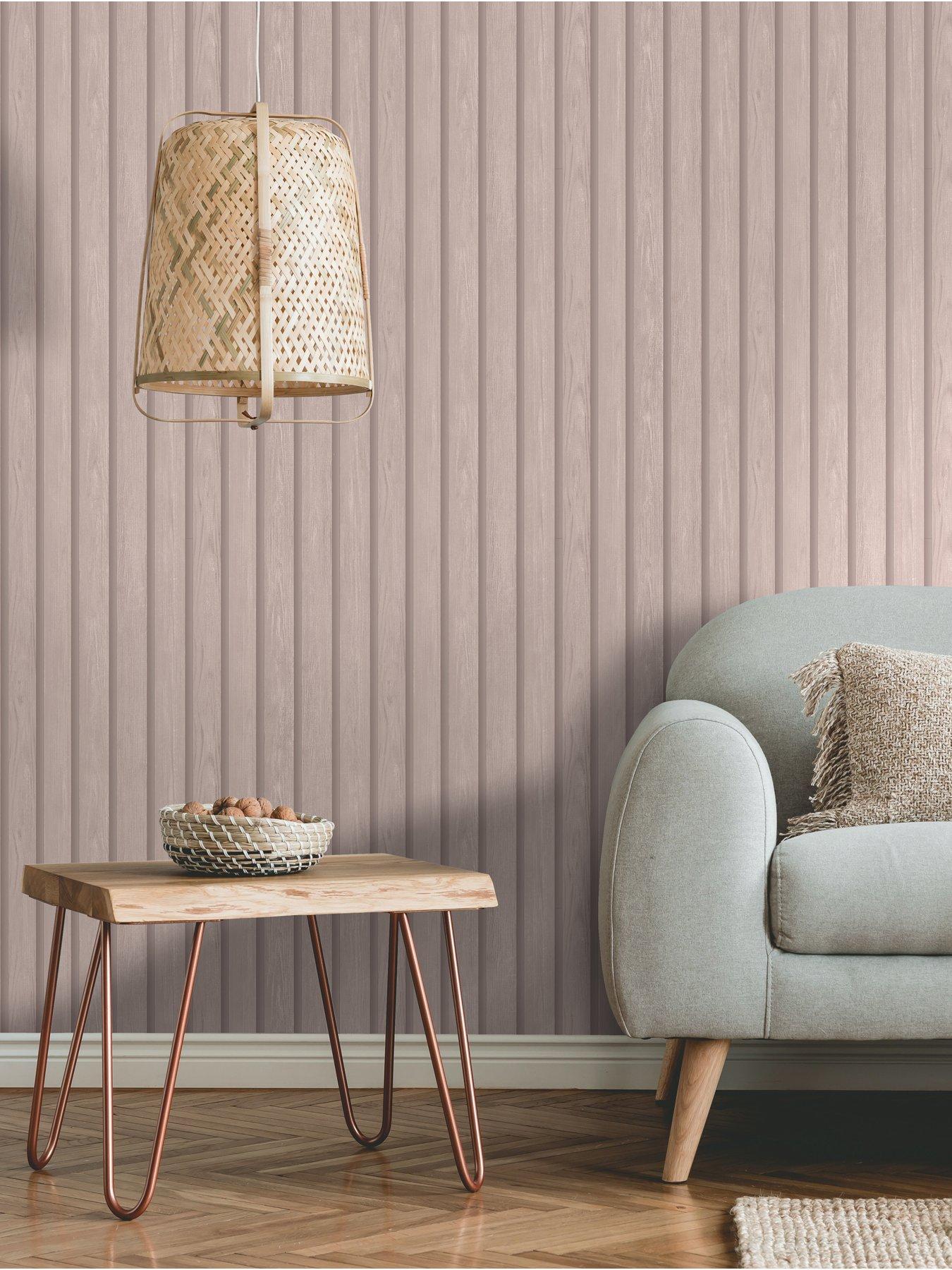 Image 1 of 5 of Holden Decor Wood Slat Wallpaper - Pink