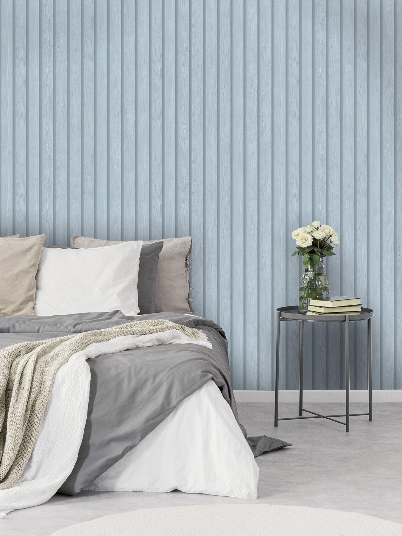 Image 1 of 5 of Holden Decor Wood Slat Wallpaper - Blue