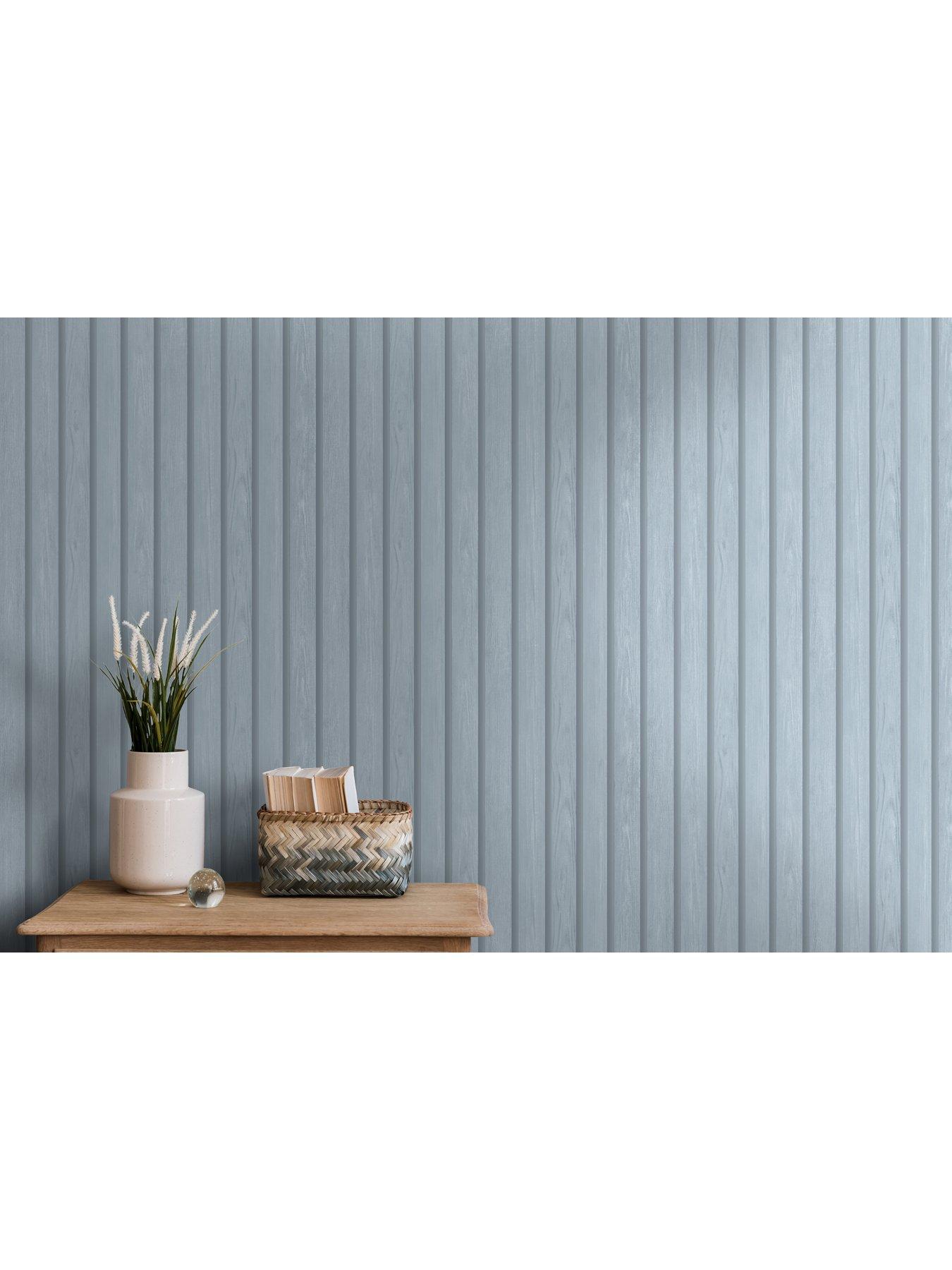 Image 4 of 5 of Holden Decor Wood Slat Wallpaper - Blue