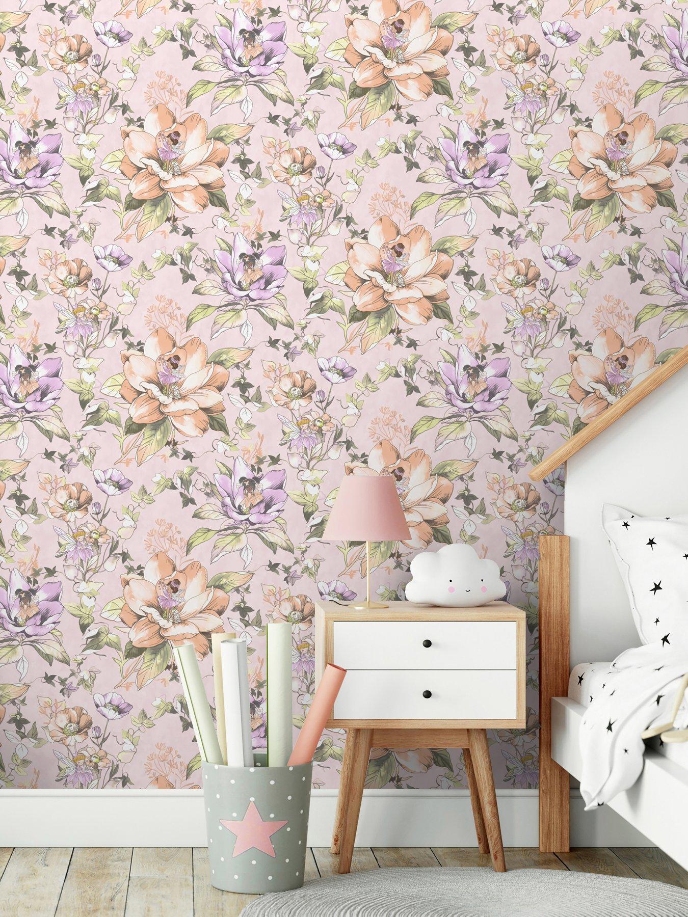 undefined Floral Fairies Wallpaper - Pink