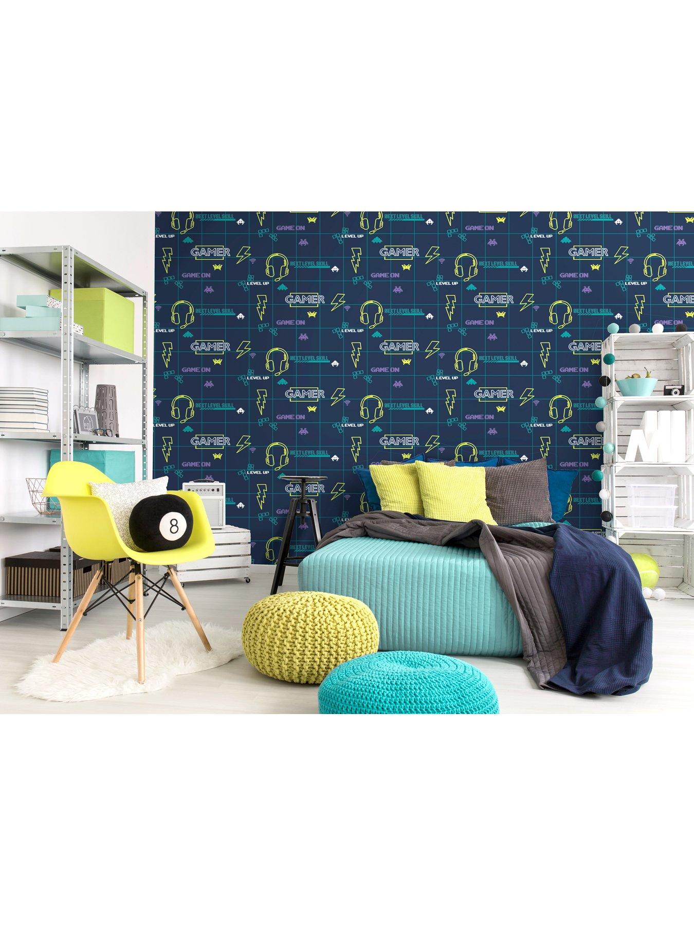 undefined Gamer Wallpaper - Navy/neon Yellow