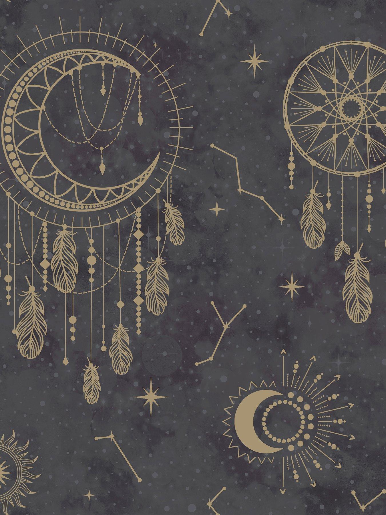 Image 2 of 5 of Holden Decor Dreamcatcher Wallpaper - Black/gold