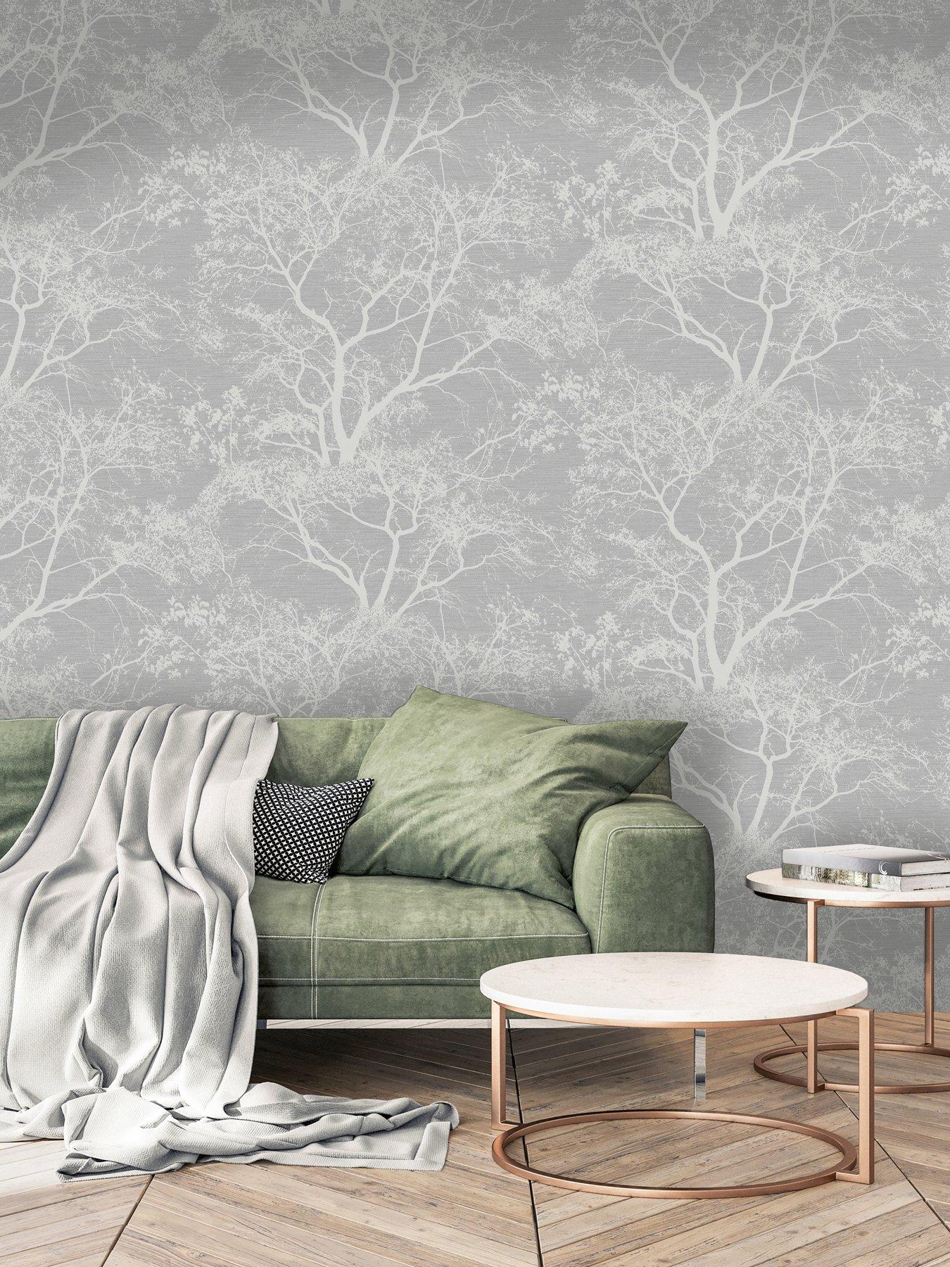 Image 1 of 5 of Holden Decor Whispering Trees Wallpaper - Grey