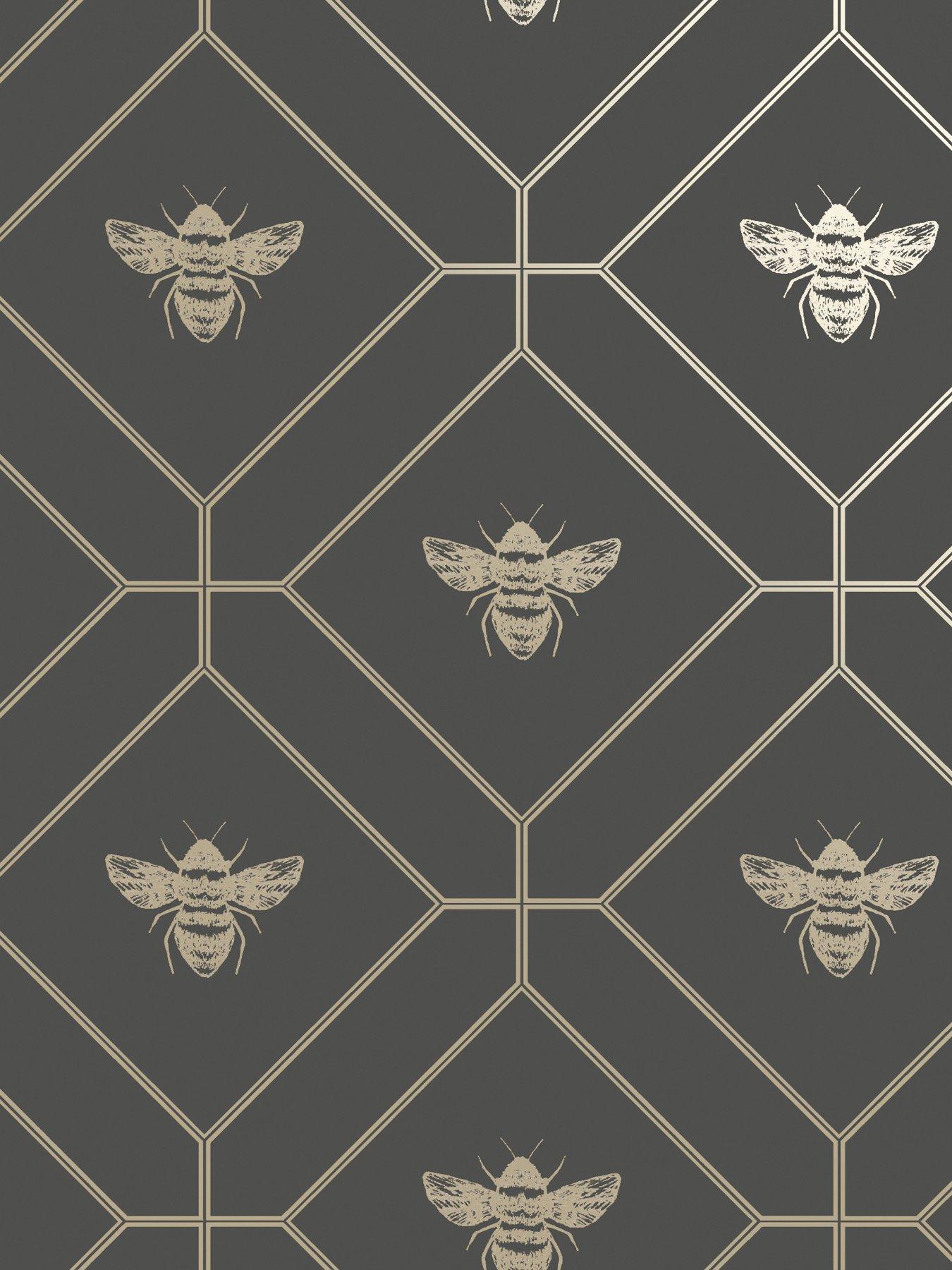 holden-decor-honeycomb-bee-wallpaper-charcoalgoldstillFront