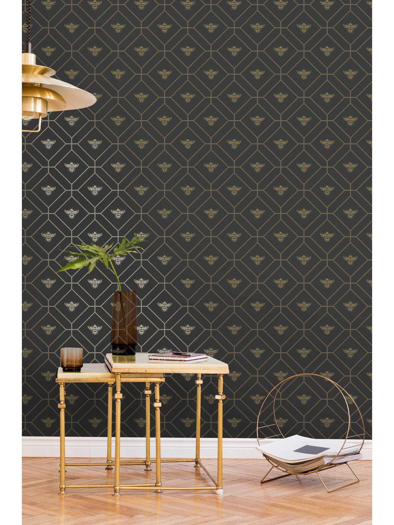 holden-decor-honeycomb-bee-wallpaper-charcoalgolddetail