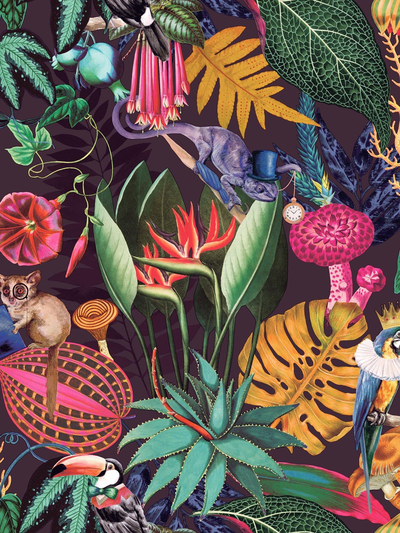 Image 2 of 5 of Holden Decor Wonderland Wallpaper in Plum