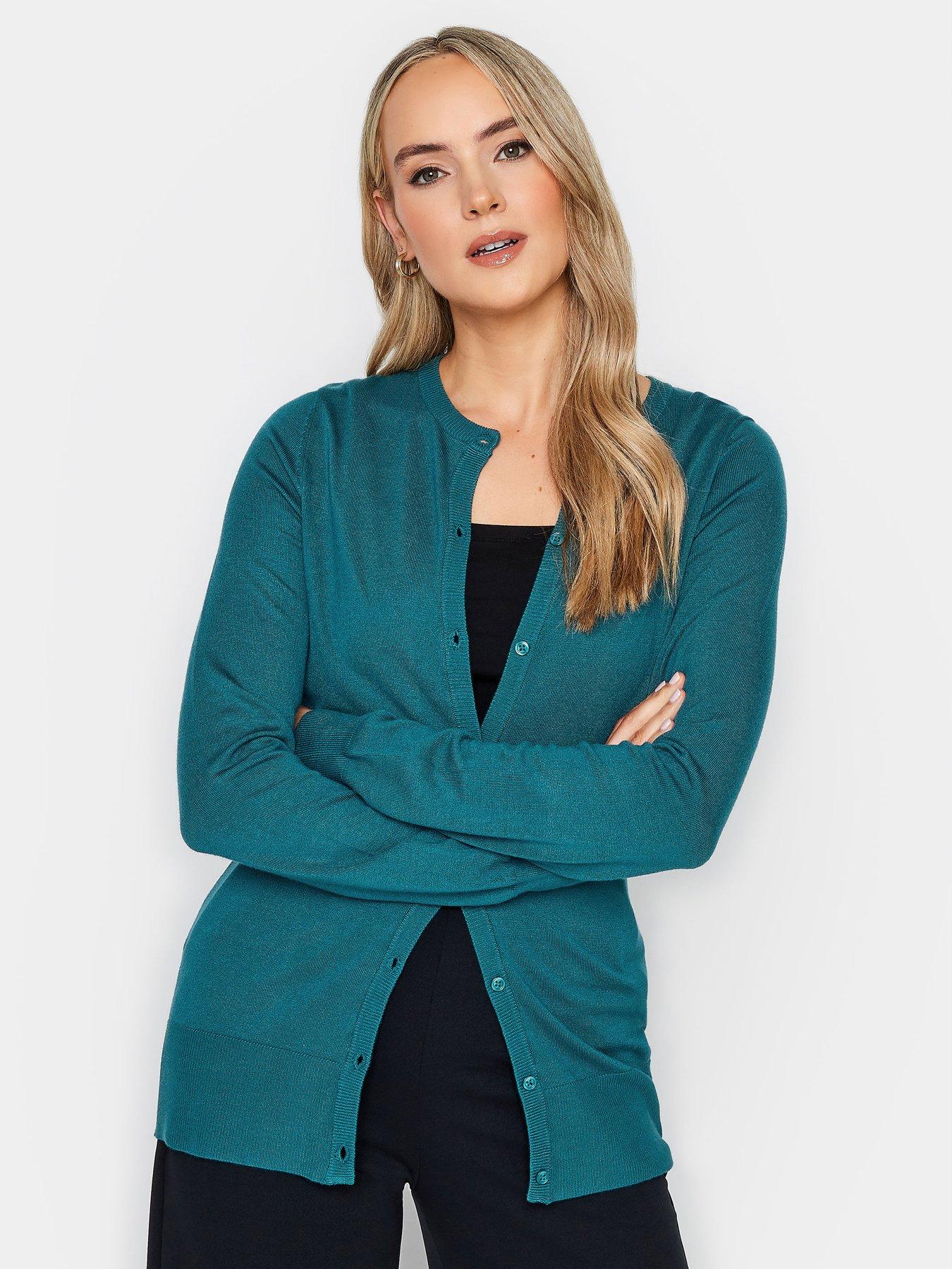 Long 2025 teal cardigan