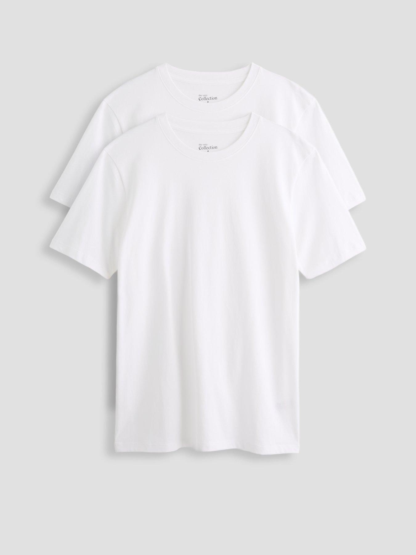 Image 1 of 7 of The Very Collection 2 Pack Pure Cotton Crew Neck T-shirts - White