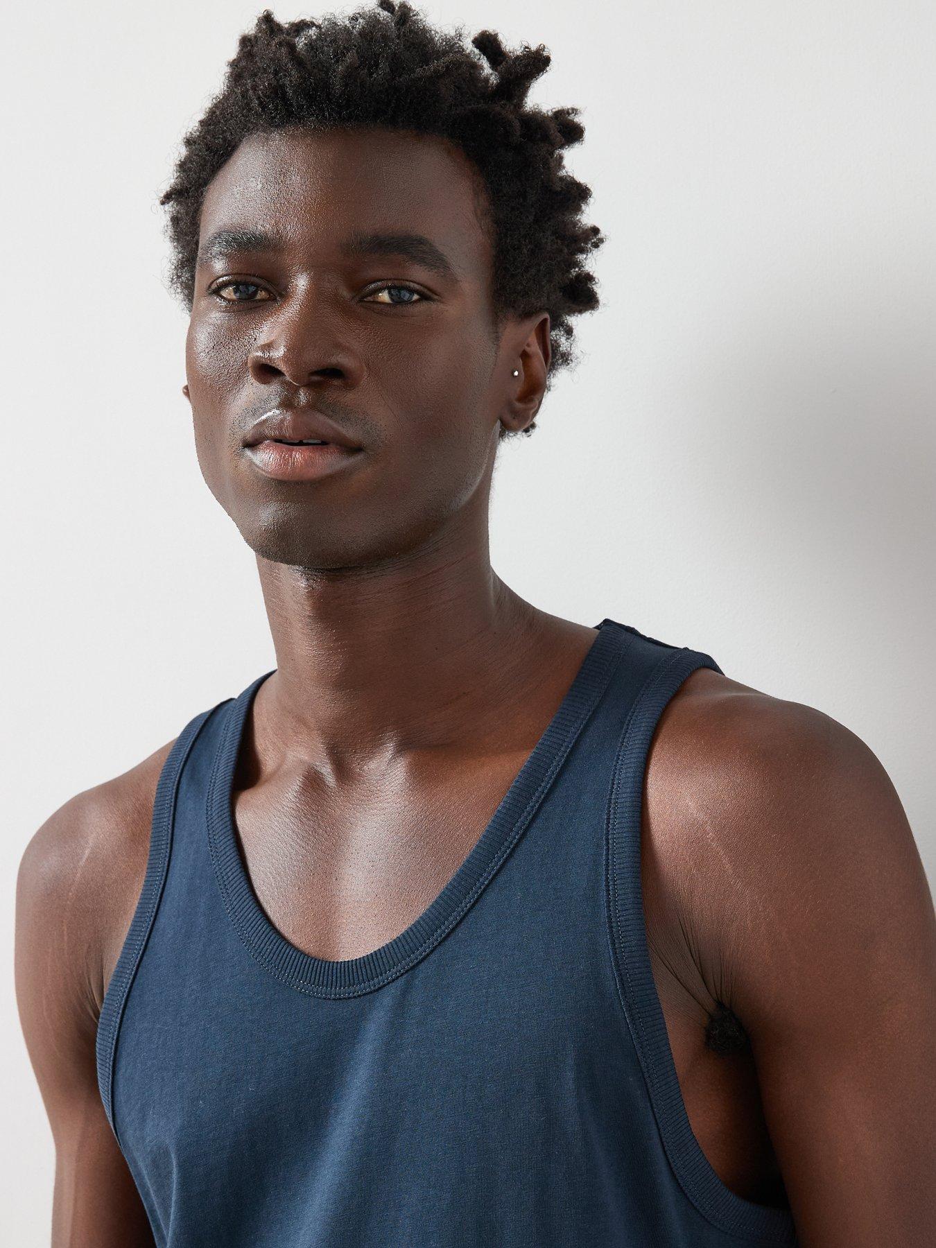 Image 4 of 6 of The Very Collection Pure Cotton Jersey Vest - Navy