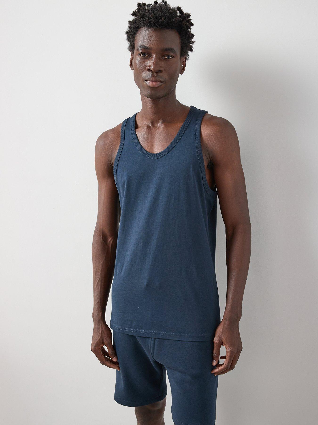 Image 5 of 6 of The Very Collection Pure Cotton Jersey Vest - Navy