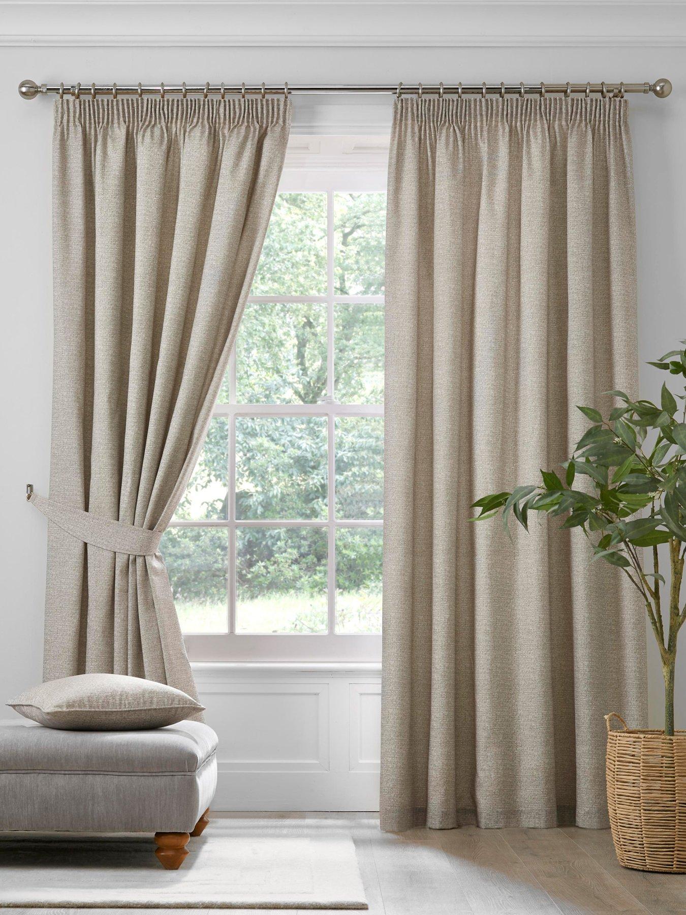 undefined Super Thermal Brushed Pleated Curtains - Natural