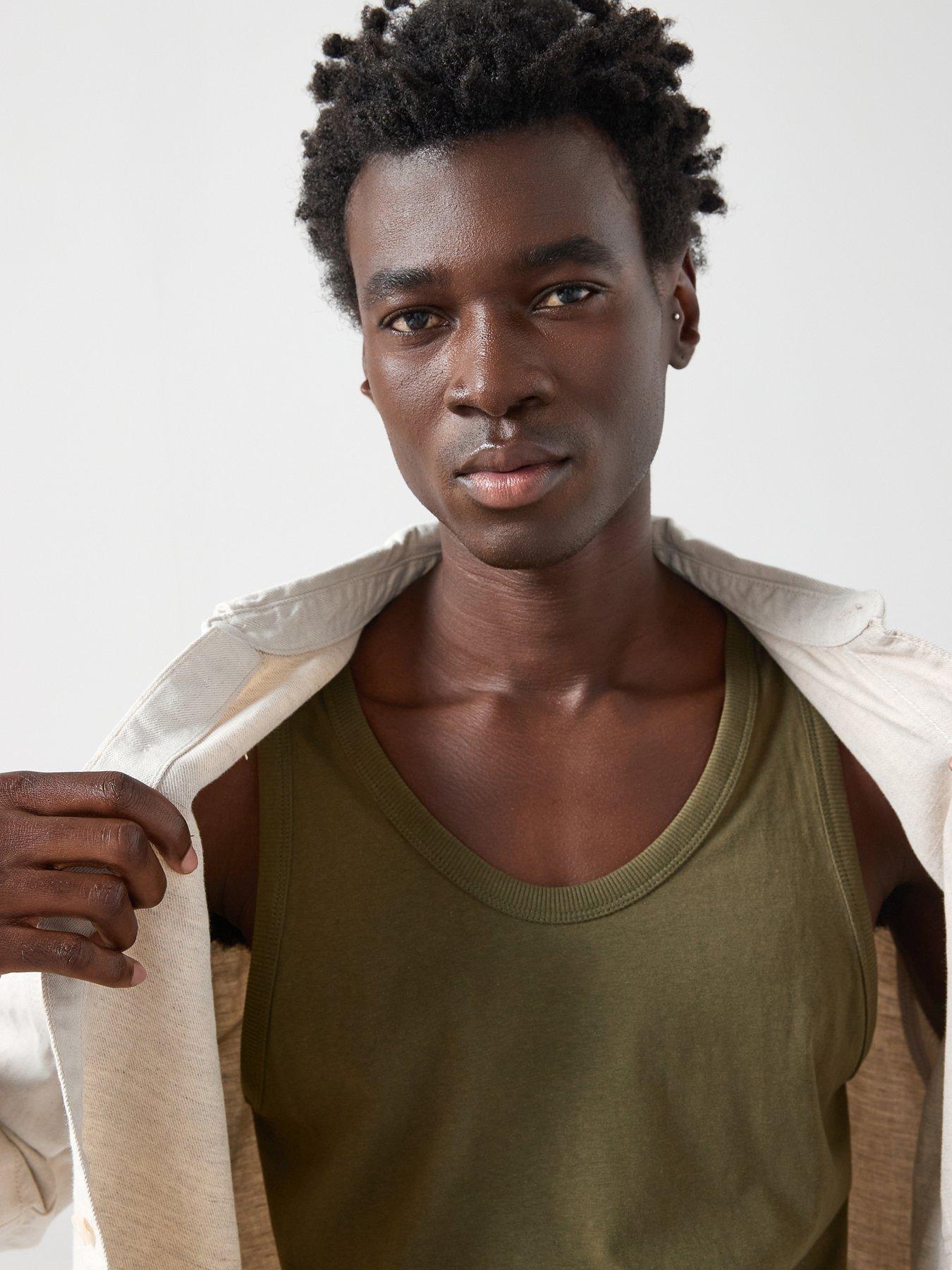 Image 4 of 6 of The Very Collection Pure Cotton Jersey Vest - Khaki