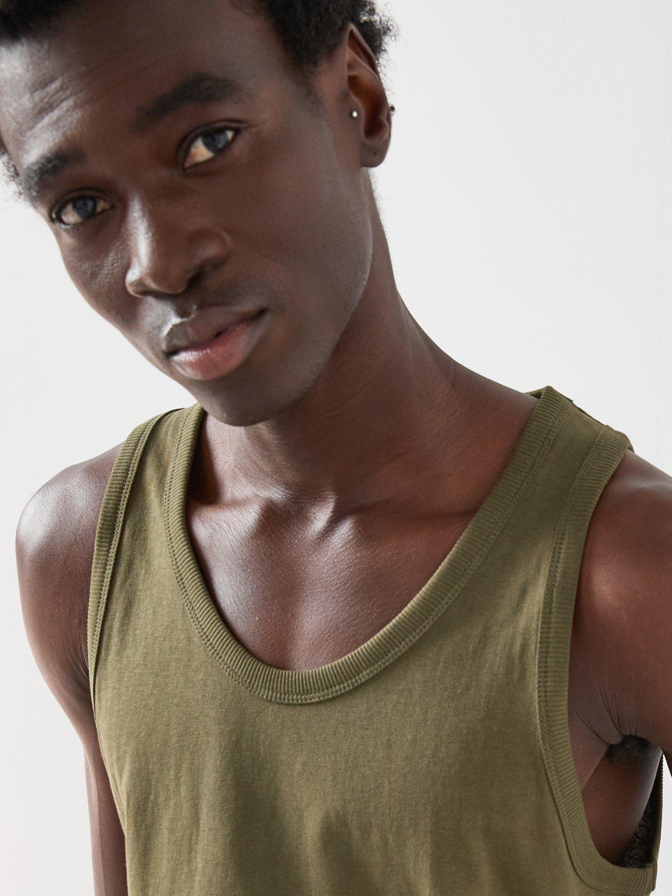 Image 6 of 6 of The Very Collection Pure Cotton Jersey Vest - Khaki