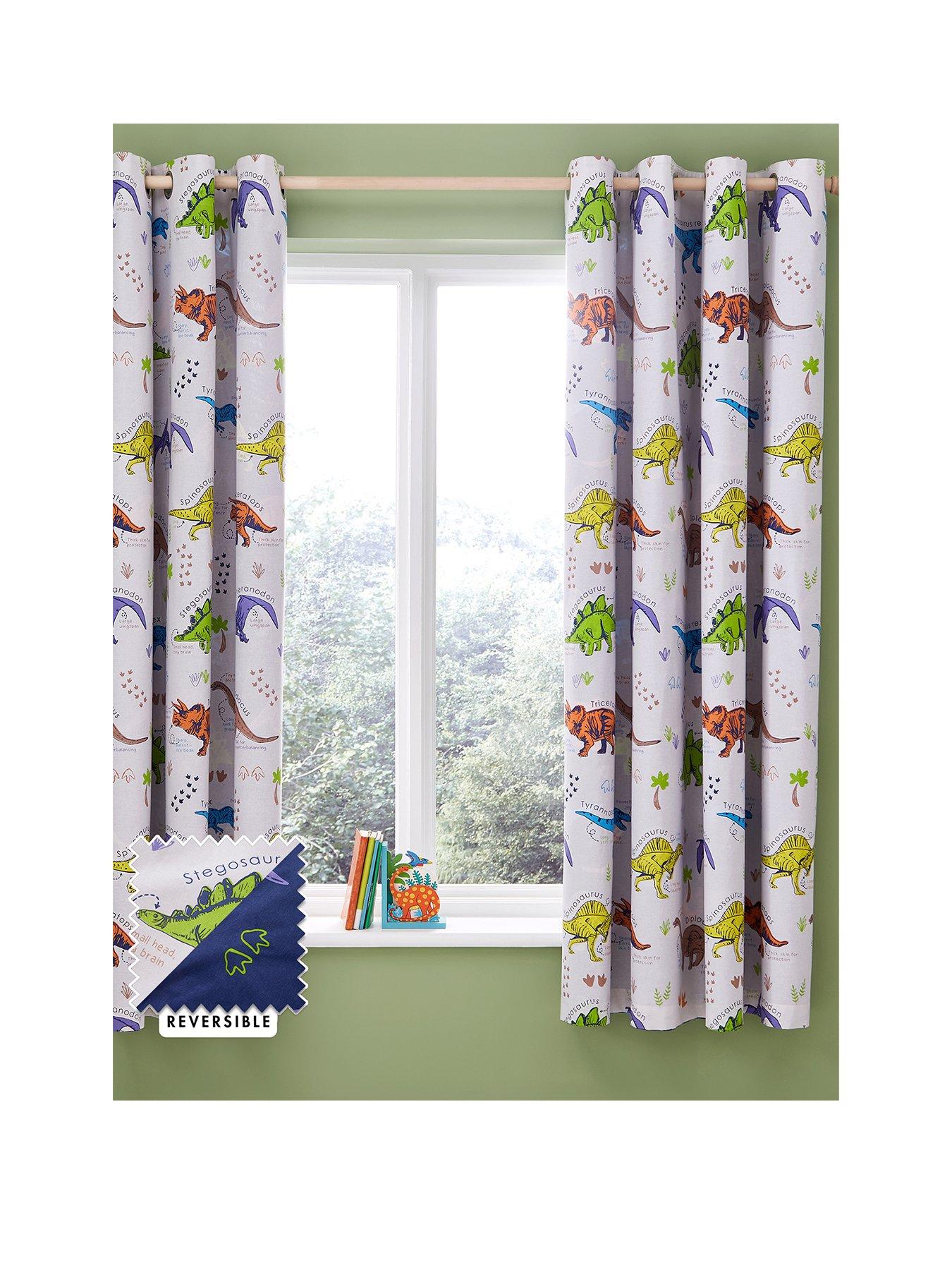 undefined Prehistoric Dinosaurs Reversible Eyelet Curtains W168xD183cm(W66xD72inches)