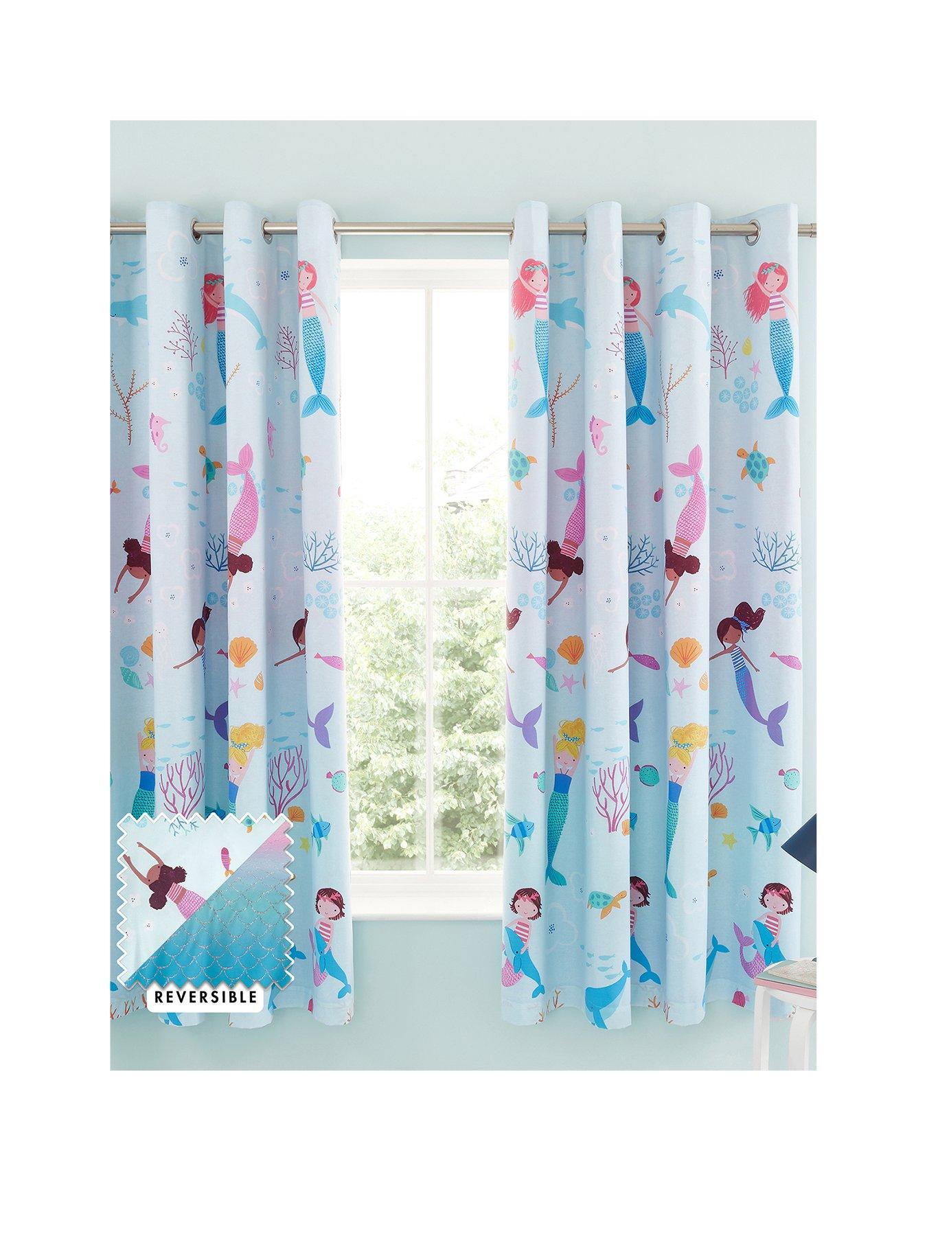 undefined Mermaid Blue Reversible Eyelet Curtains