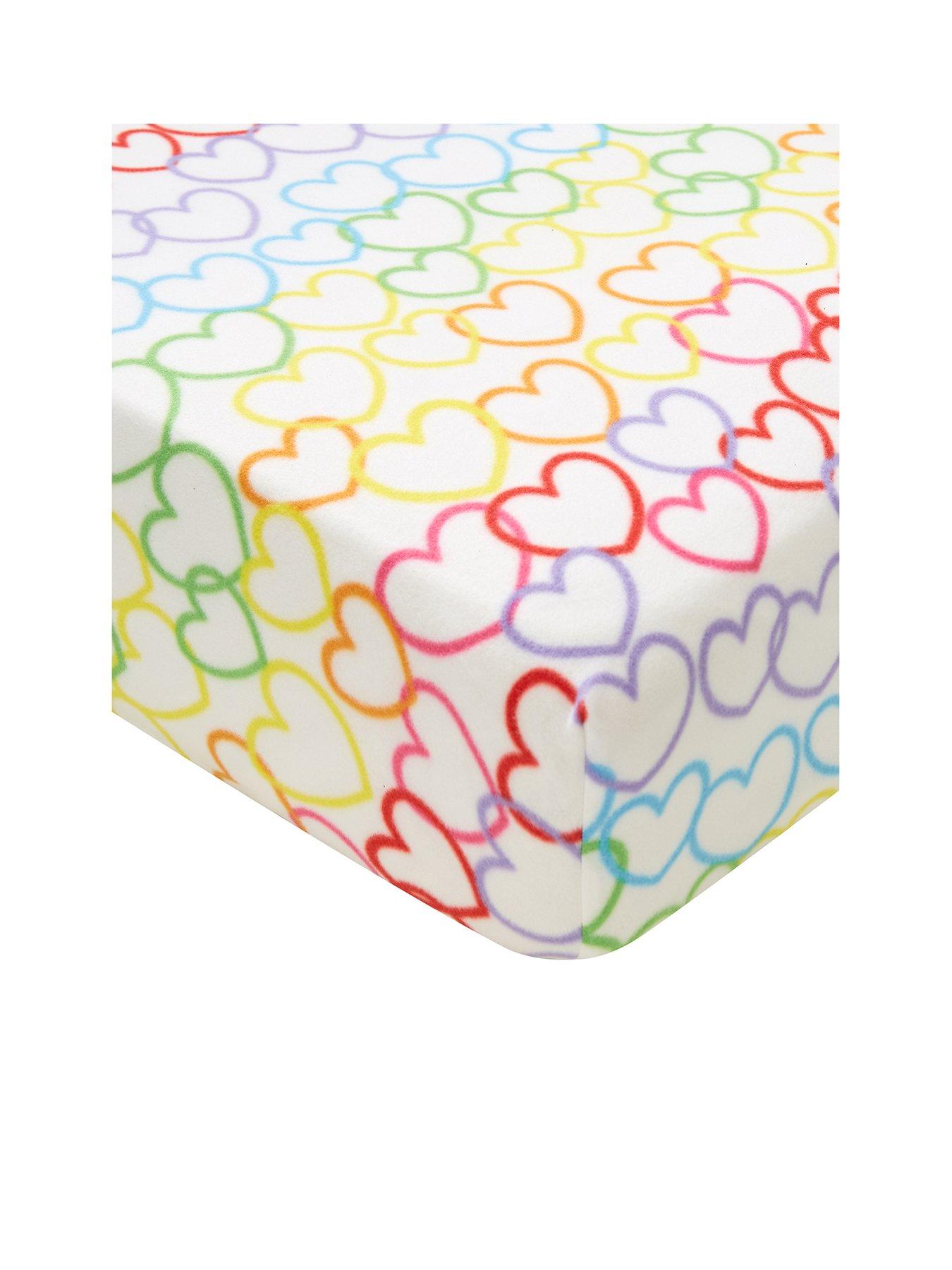 catherine-lansfield-rainbow-hearts-soft-cosy-fleece-fitted-sheet-pinkstillFront