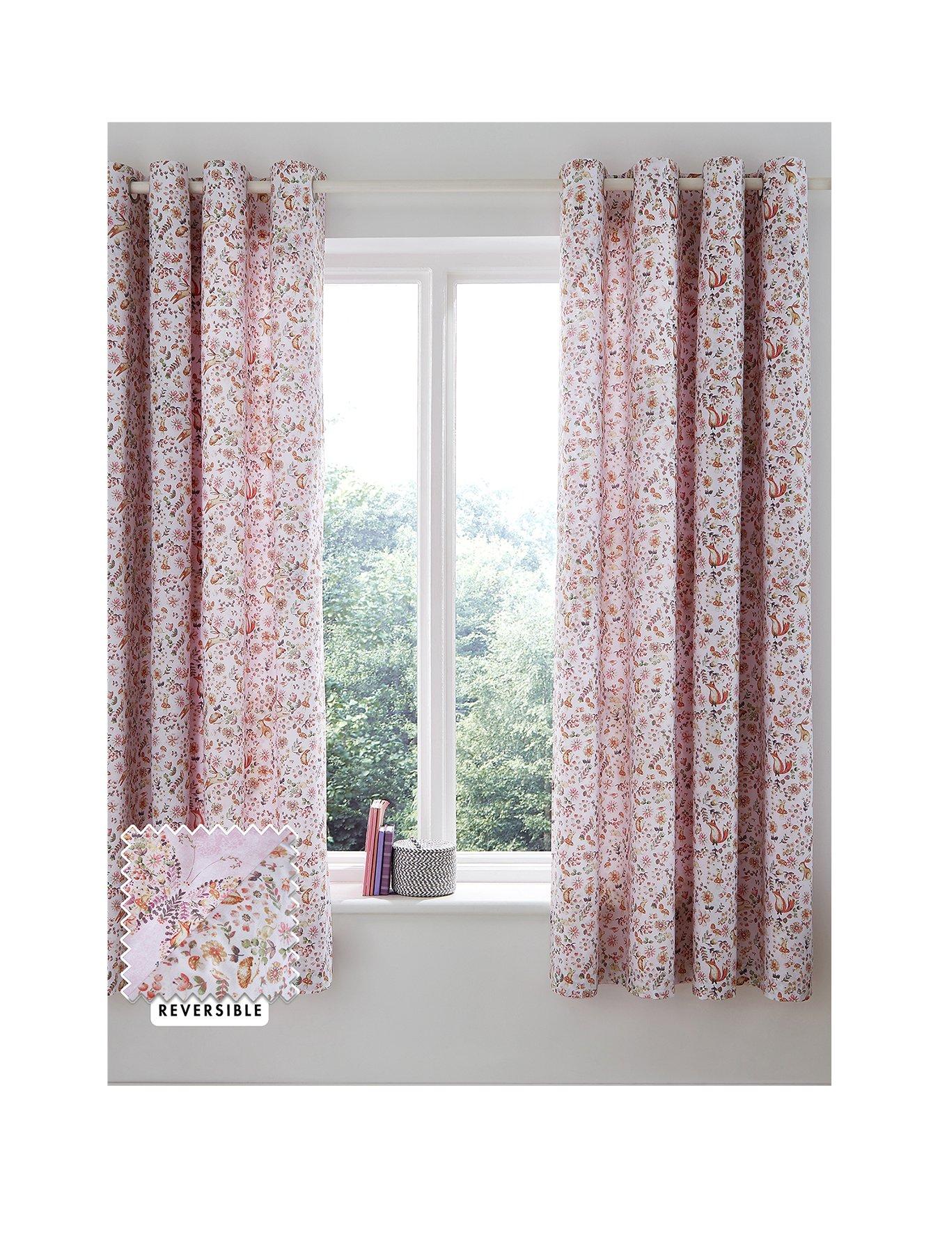 undefined Enchanted Butterfly Reversible Eyelet Curtains - Pink