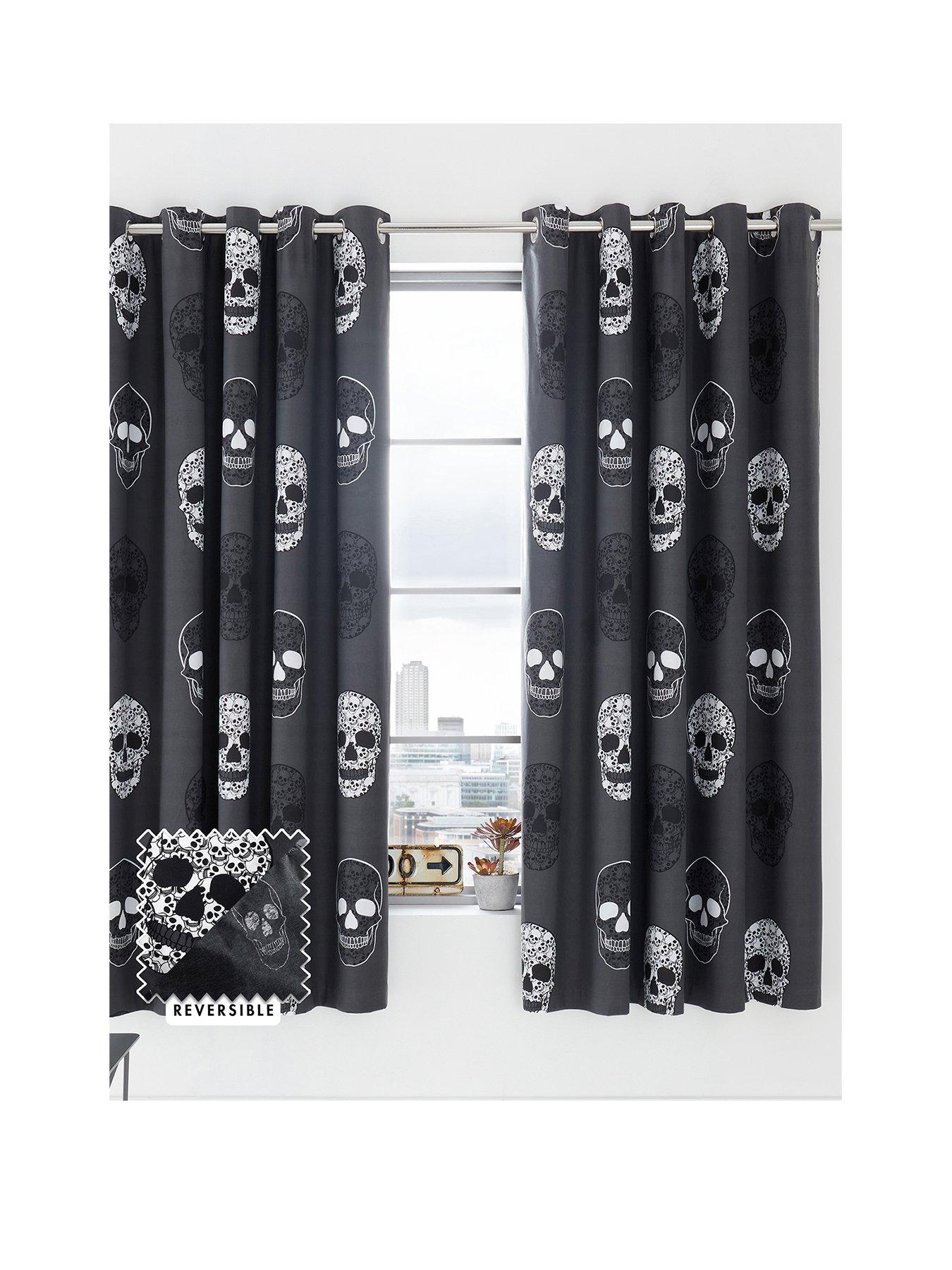 undefined Halloween Skulls Reversible Eyelet Curtains