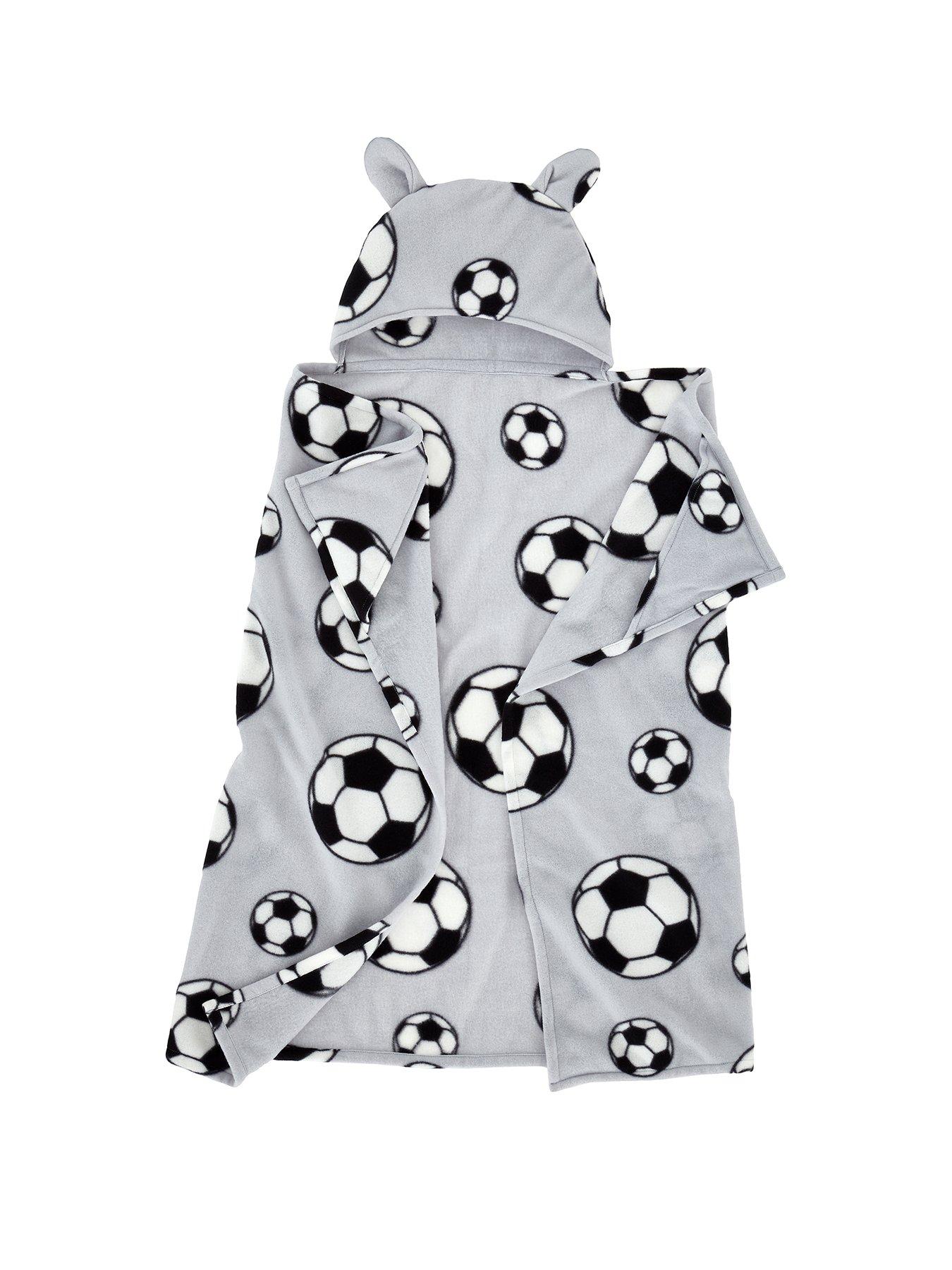 catherine-lansfield-football-soft-cosy-fleece-kids-grey-hooded-blanketstillFront