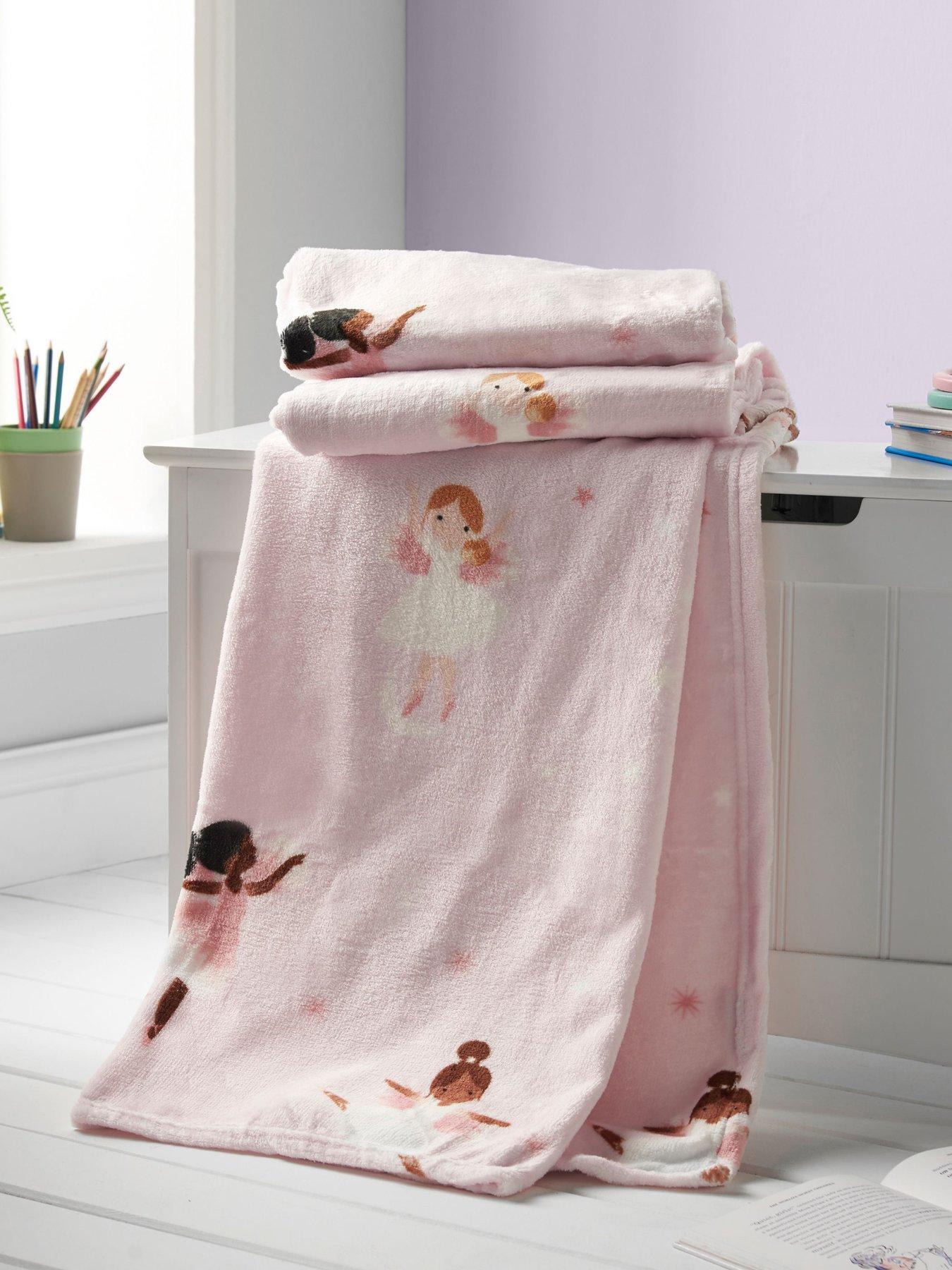 Image 1 of 2 of Catherine Lansfield Dancing Fairies Soft Cosy Fleece Throw Pink