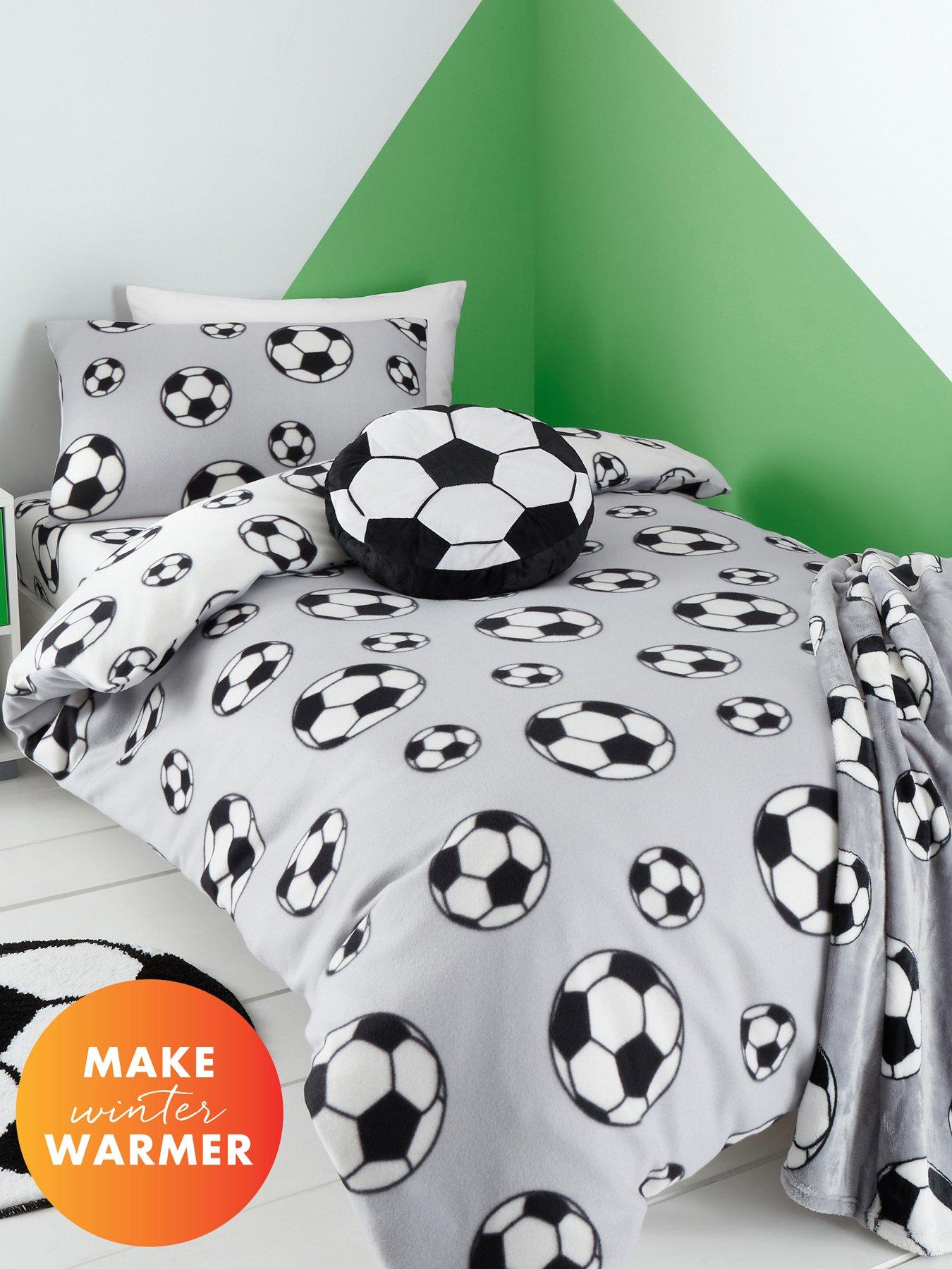 undefined Football Soft Cosy Fleece Grey Duvet Cover Set