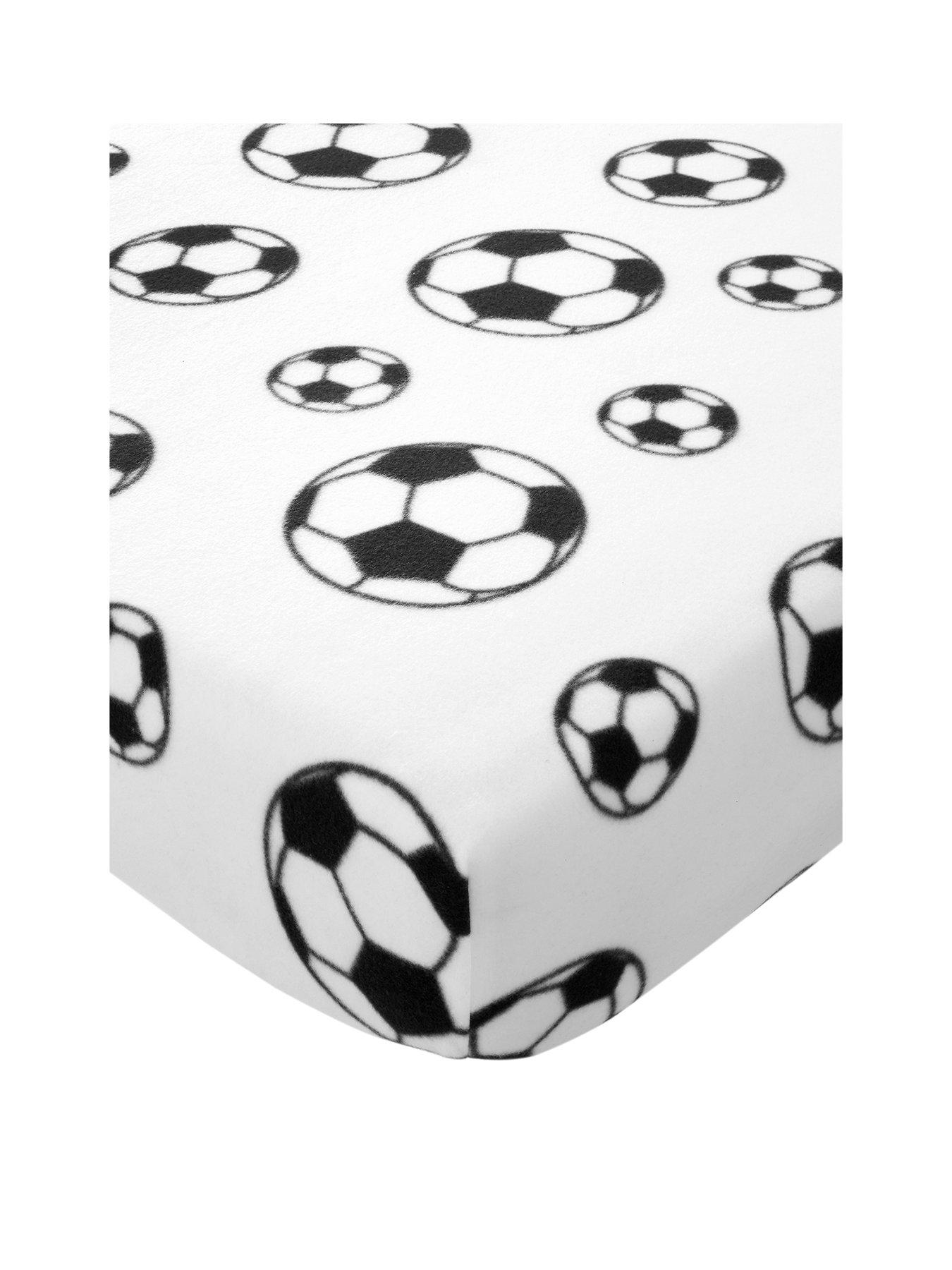 Image 2 of 3 of Catherine Lansfield Football Soft Cosy Fleece Fitted Sheet - White