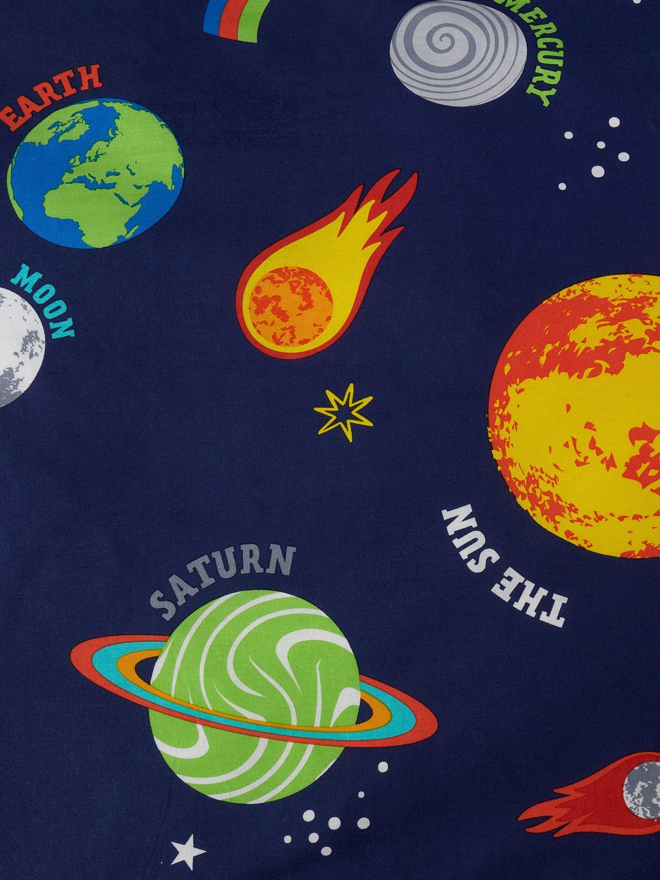 Image 4 of 6 of Catherine Lansfield Lost in Space Reversible Eyelet Curtains W168xD183cm(W66XD72inches) - Blue