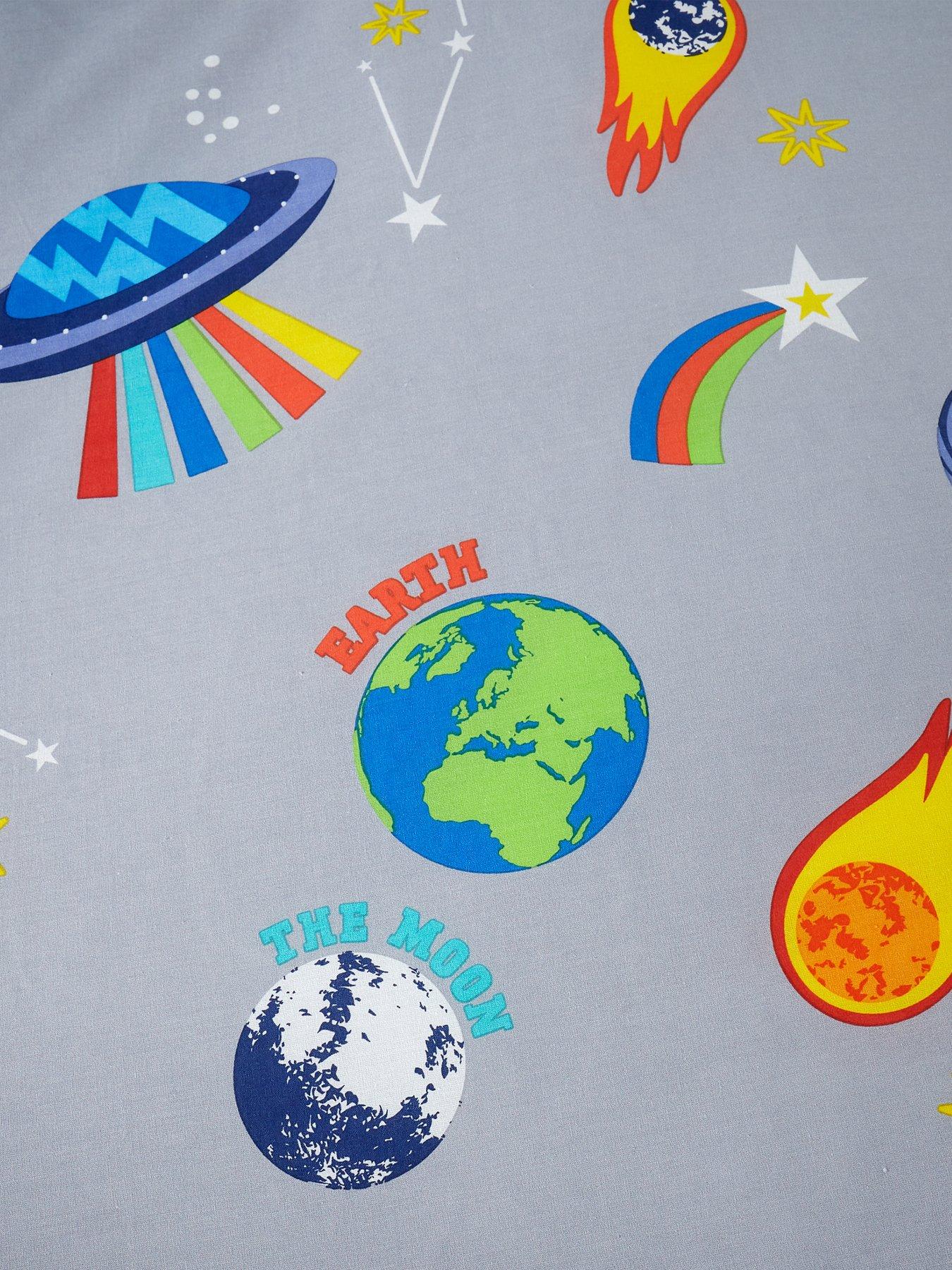Image 5 of 6 of Catherine Lansfield Lost in Space Reversible Eyelet Curtains W168xD183cm(W66XD72inches) - Blue