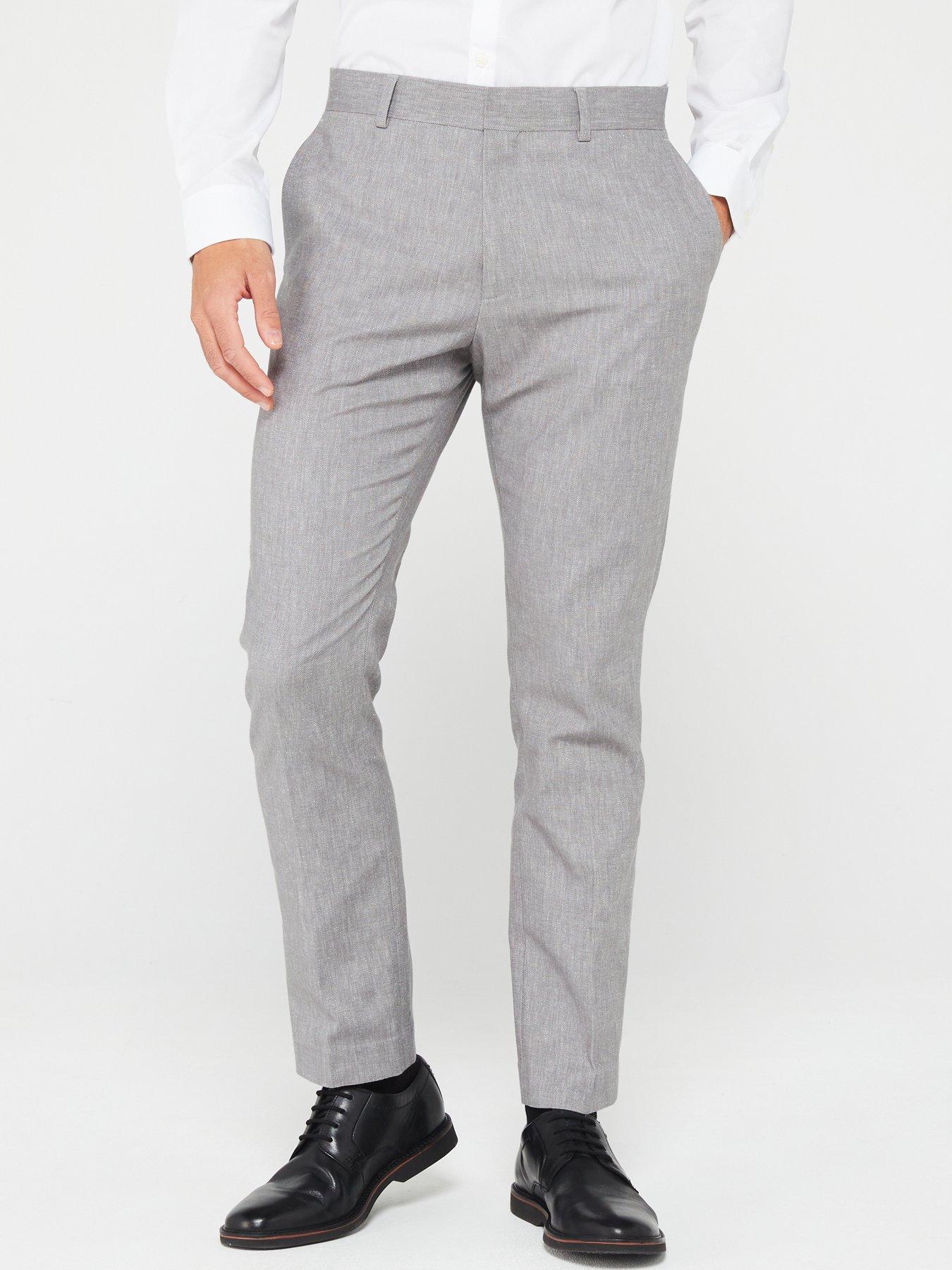 undefined Textured Suit Trouser - Grey