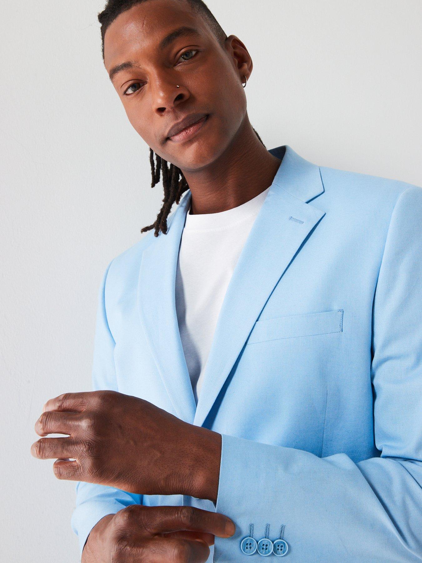 Sky blue linen blazer sale