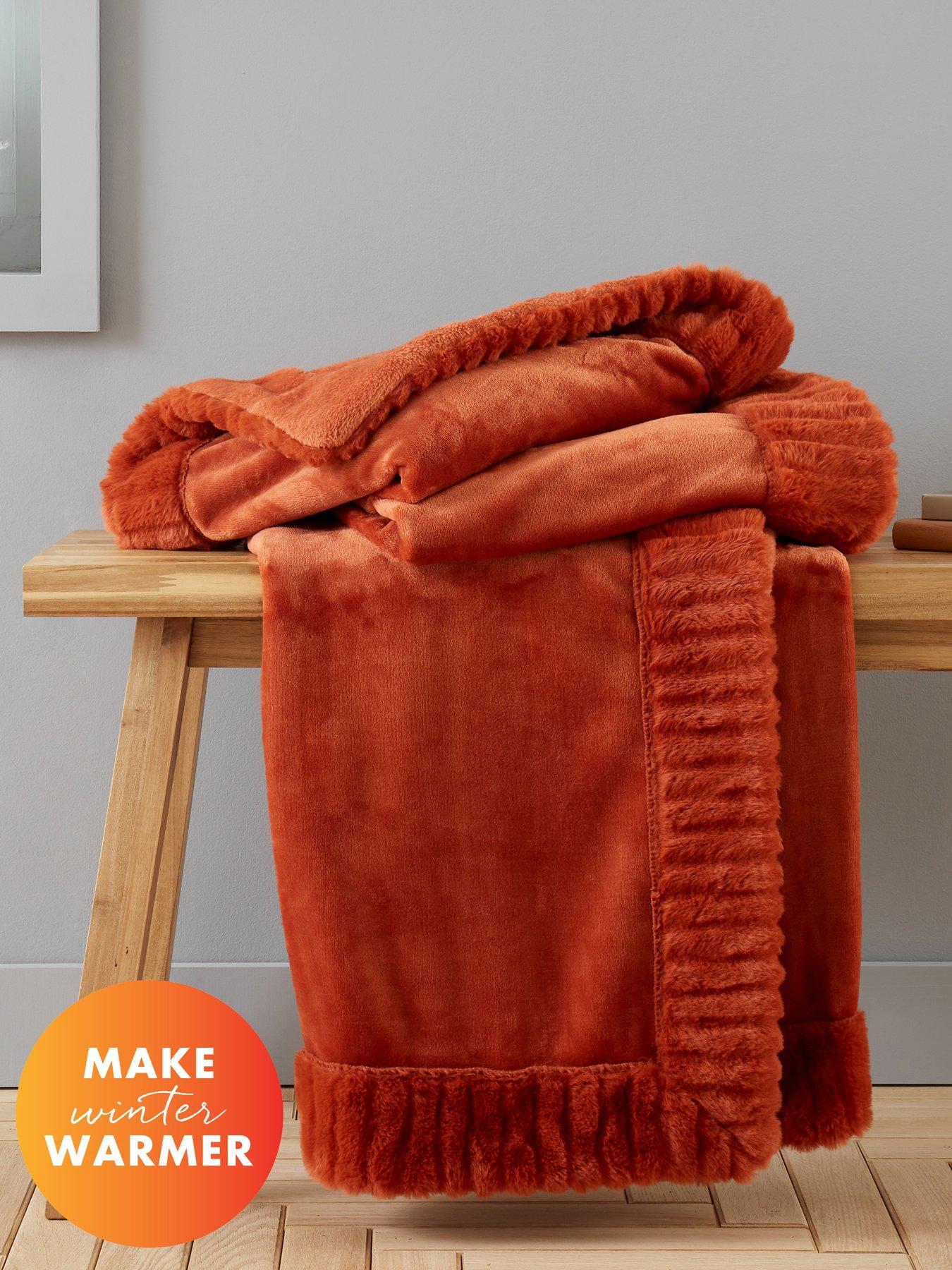 undefined Velvet  &  Faux Fur Throw - Blush
