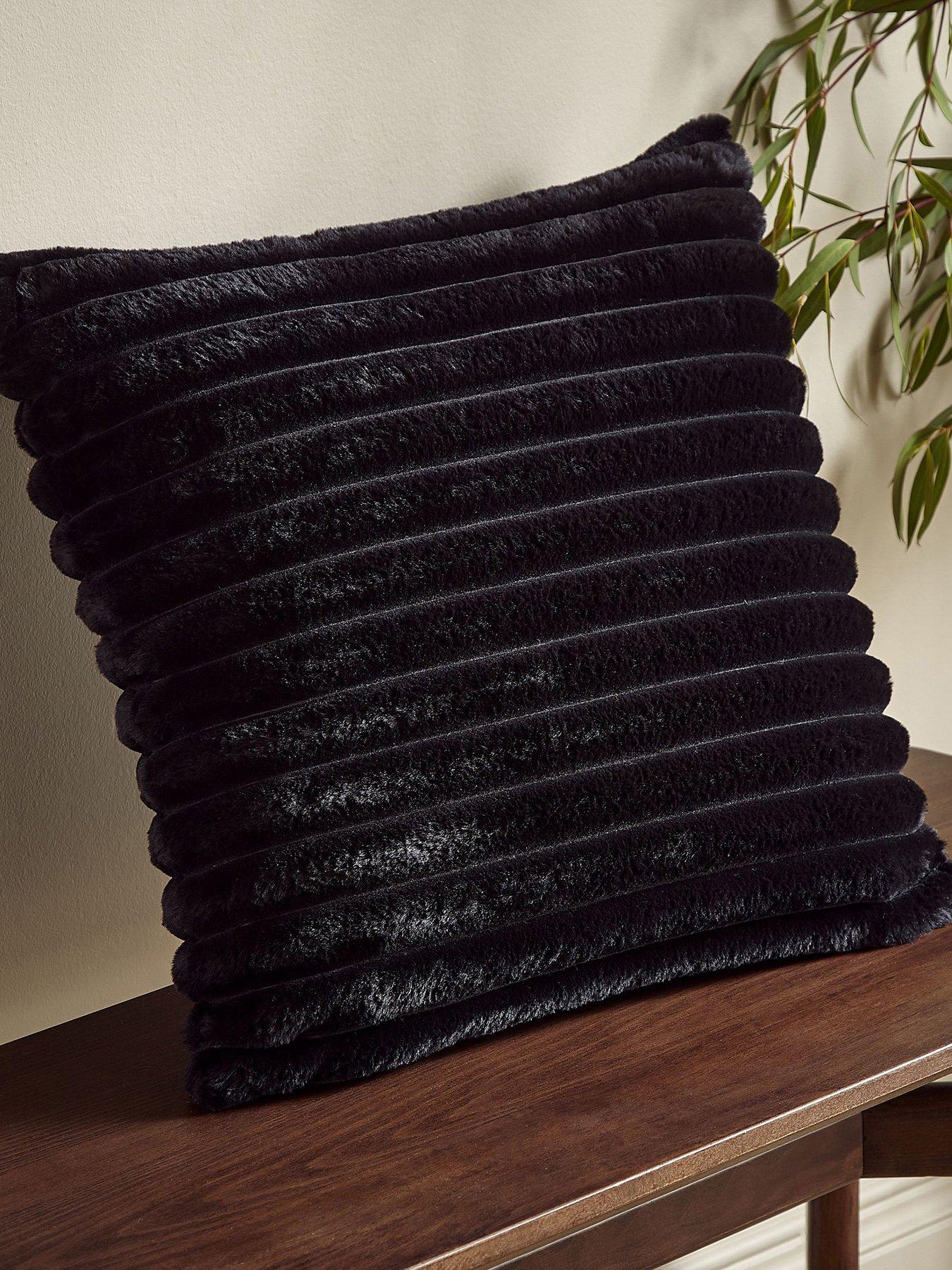 catherine-lansfield-cosy-ribbed-cushion-black