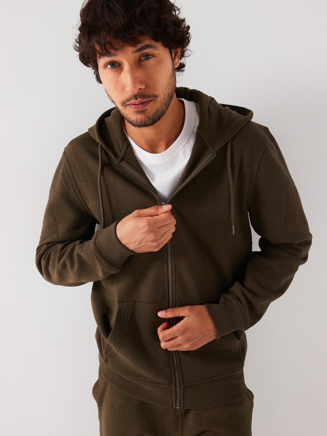undefined Essential Zip Through Hoodie - Khaki