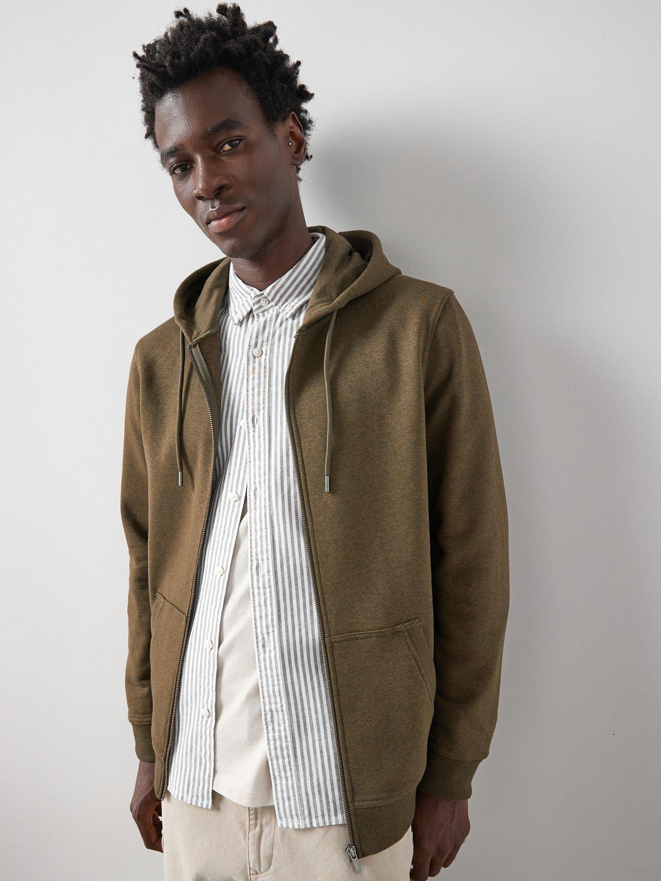 Image 1 of 6 of The Very Collection Essential Zip Through Hoodie&nbsp;- Khaki