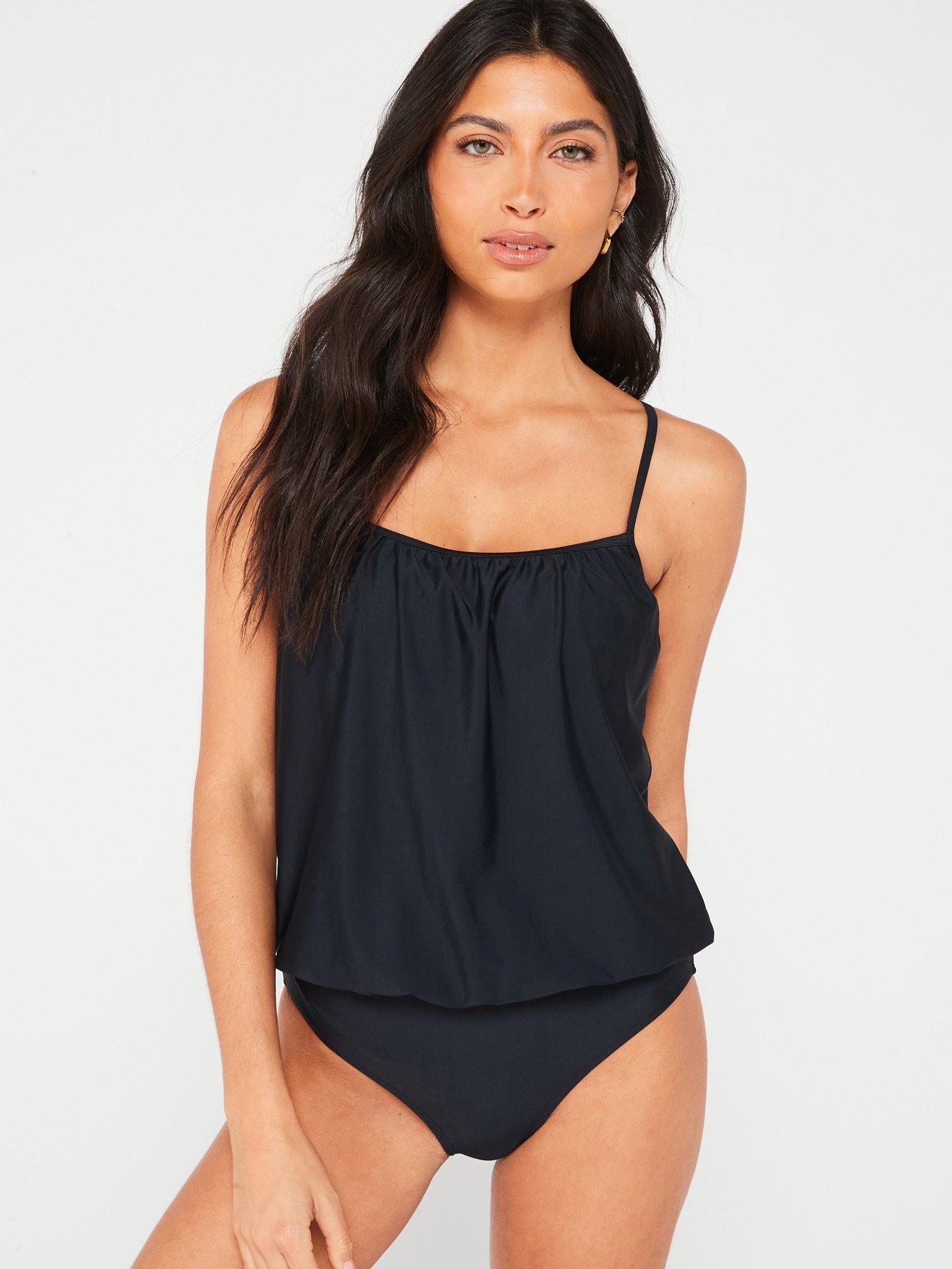 Image 1 of 6 of V by Very Blouson Swimsuit - Black