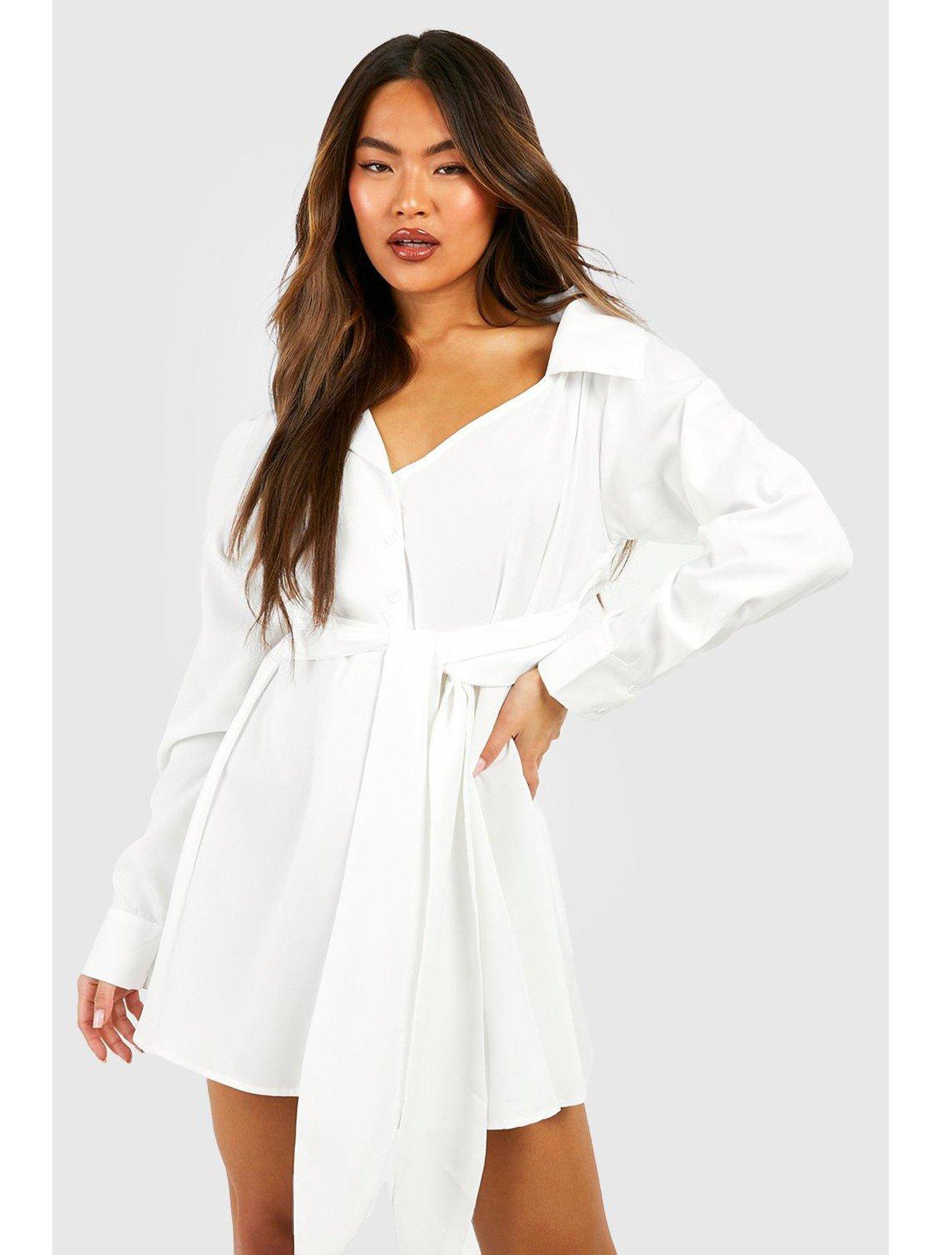 boohoo-poplin-asymmetric-belted-shirt-dress-white