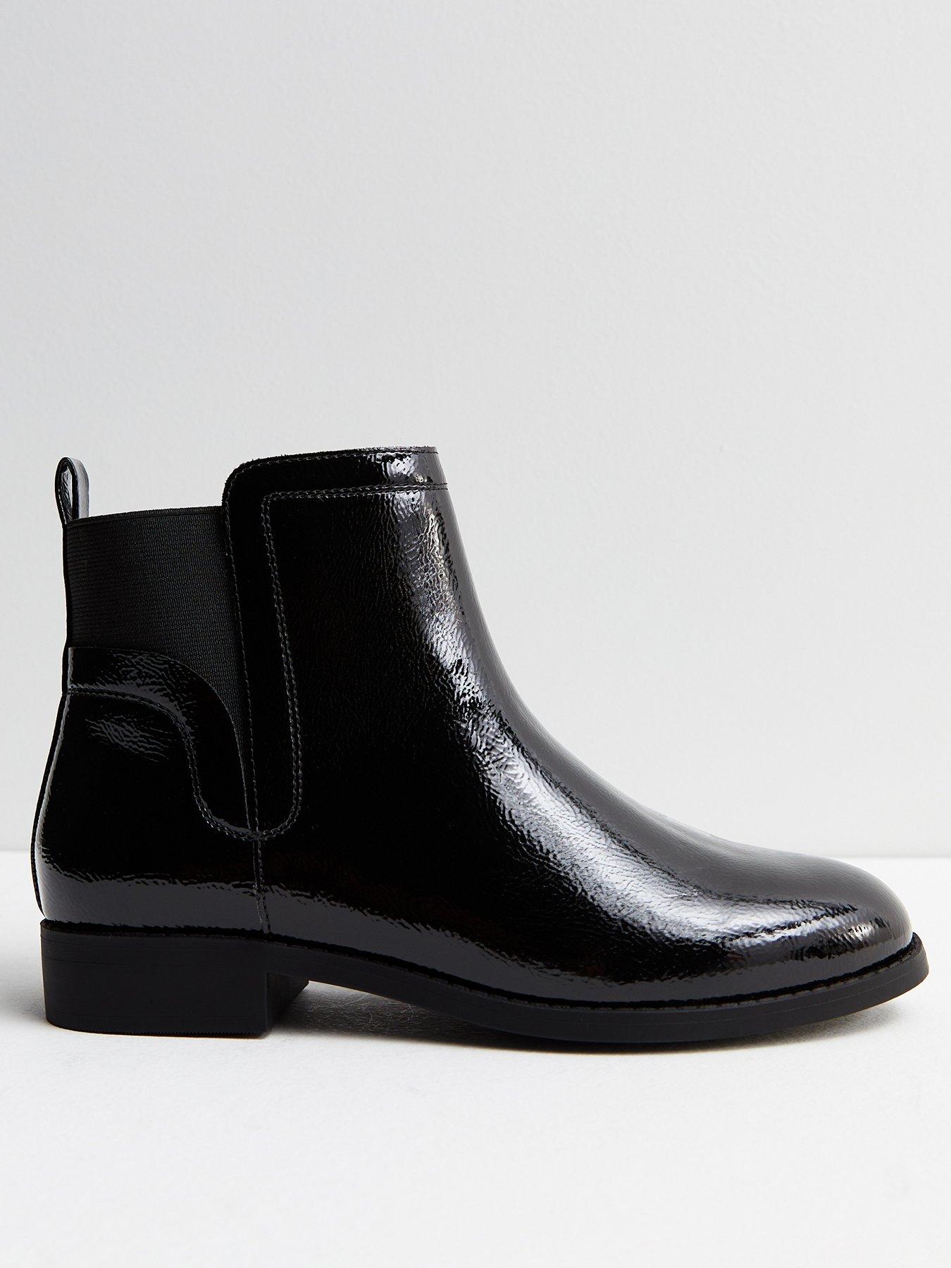 Black patent chelsea store boots womens