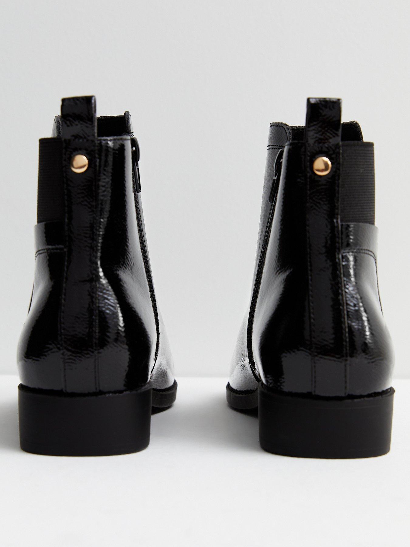 Black patent boots new look best sale