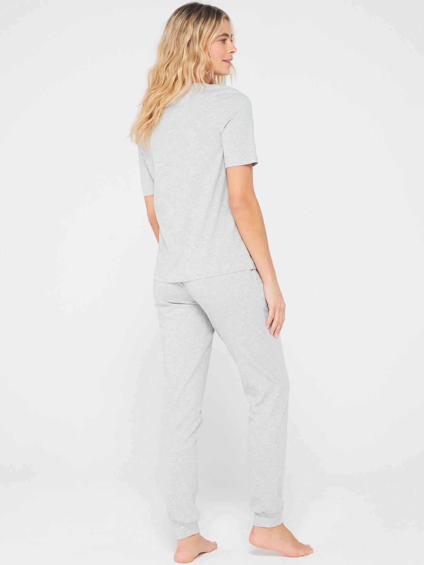 Image 2 of 5 of The Very Collection Short Sleeve V Neck Top And Jogger Pyjama Set - Grey Marl