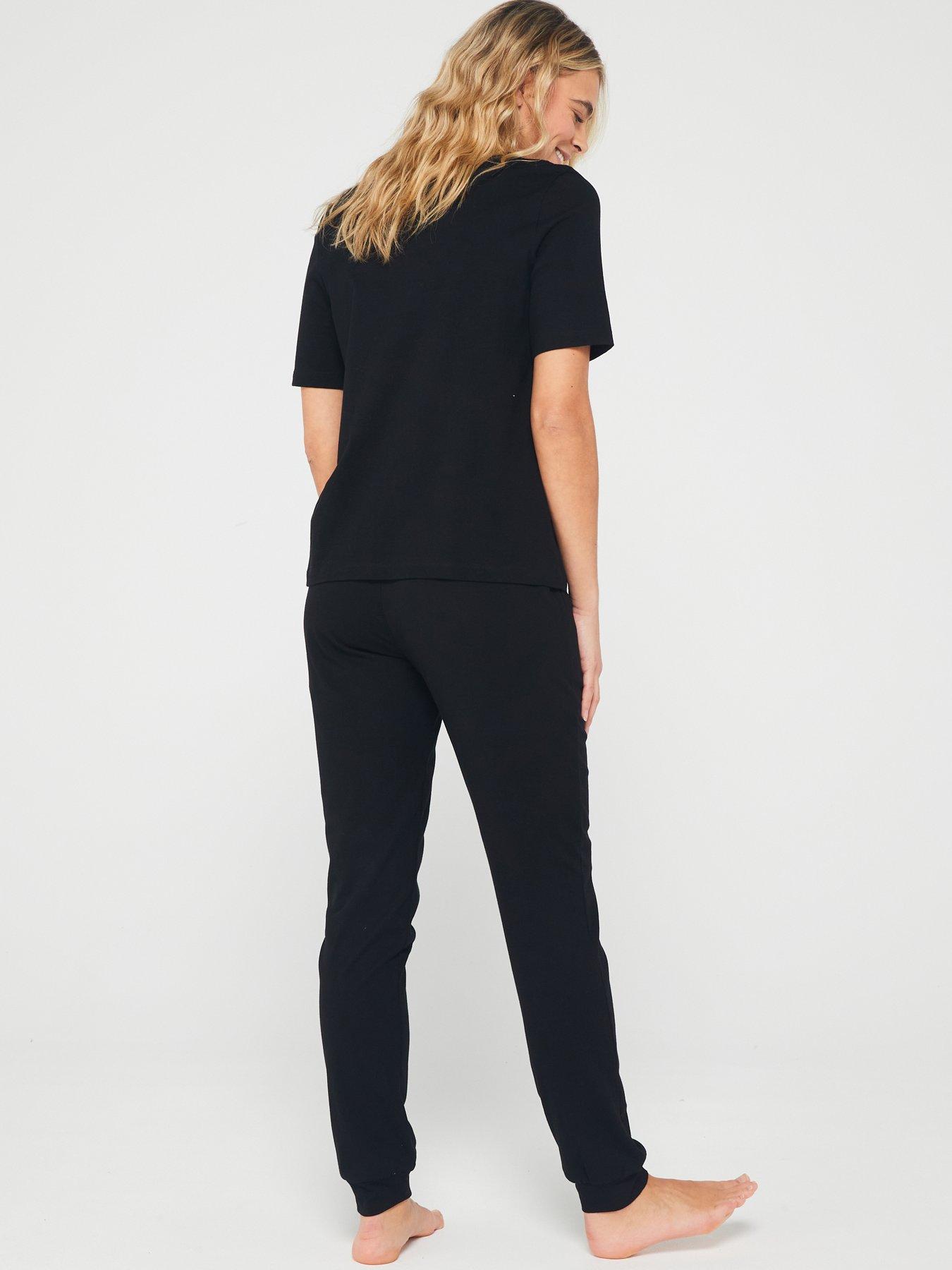 Image 2 of 5 of Everyday Mid Sleeve V-Neck Top and Jogger PJ&nbsp;Set - Black